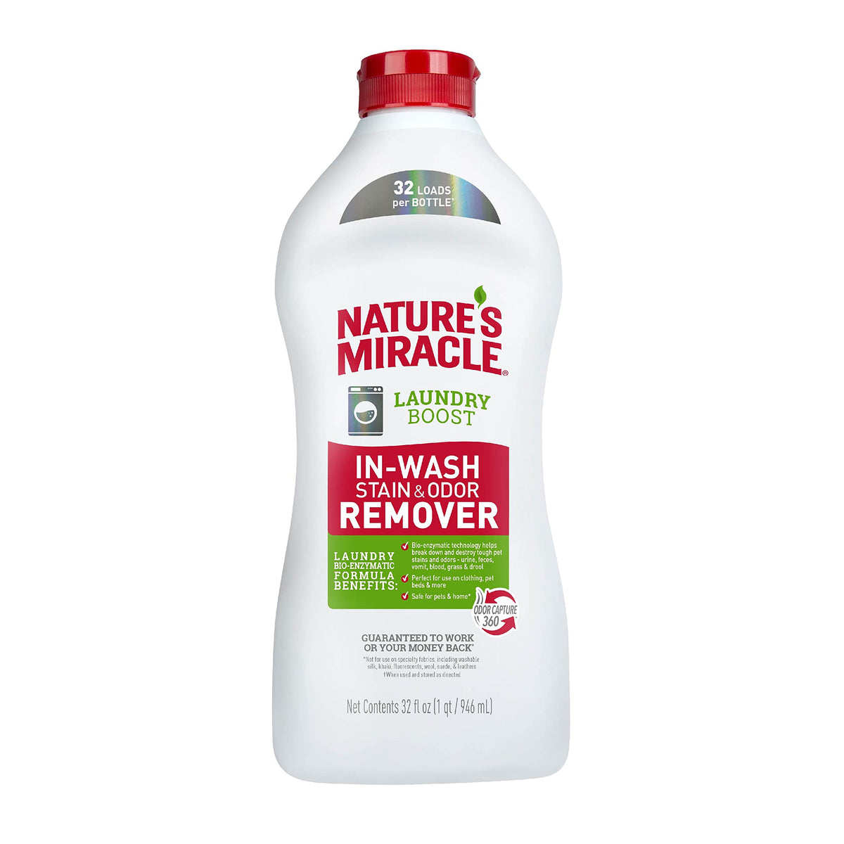Nature's Miracle Wäsche-Booster In-Wash Flecken- und Geruchsentferner, 946 ml, Wäsche-Flecken- und Geruchsentferner-Zusatz für alle Maschinen