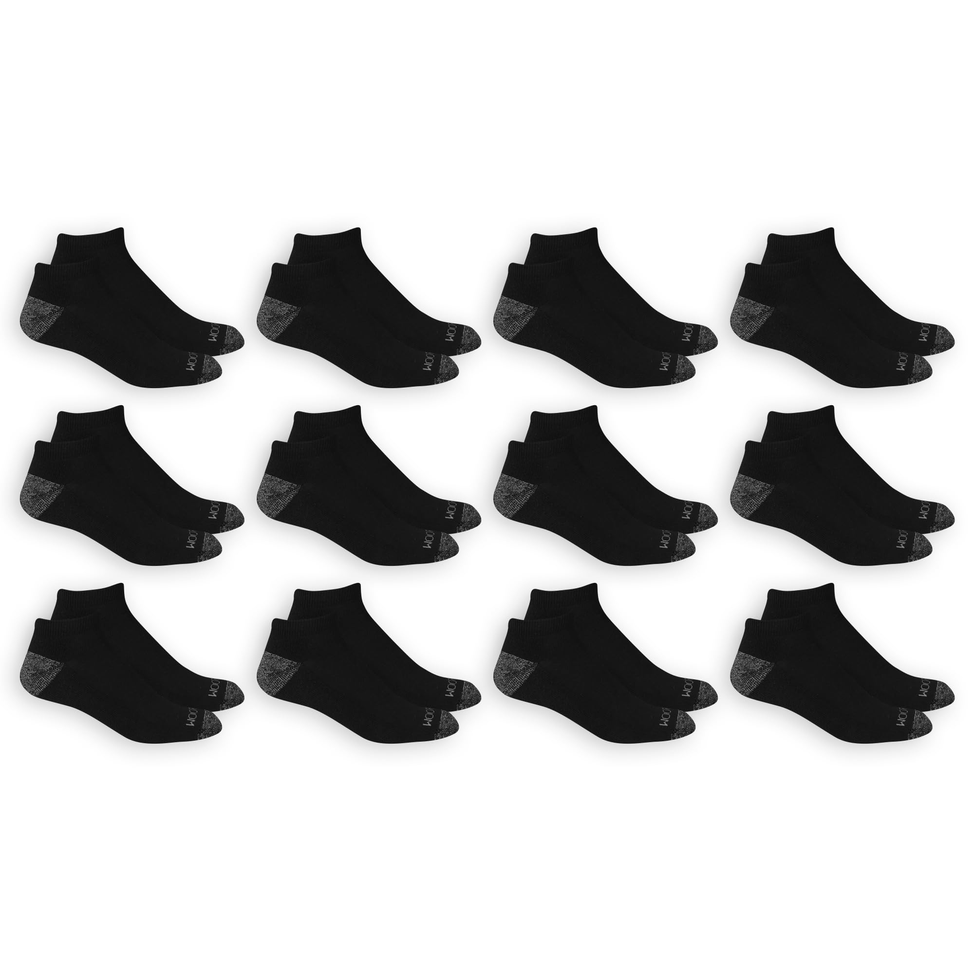 Fruit of the Loom Herren Dual Defense Low Cut Socken (12er Pack), Schwarz, Medium (39 - 46)