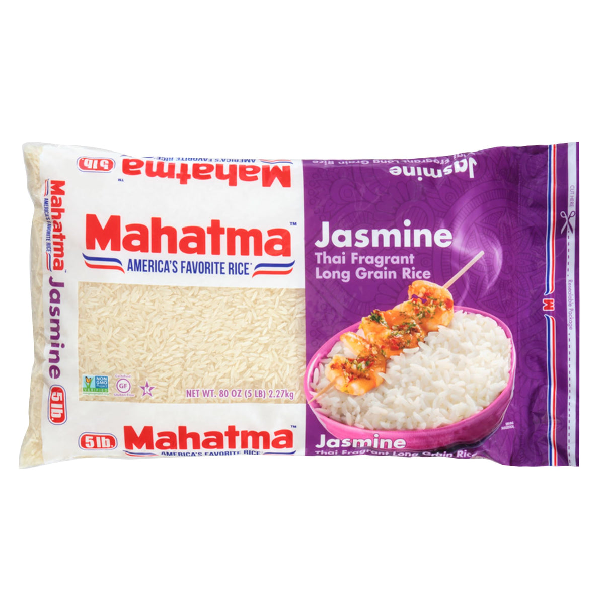 Mahatma Jasminreis, 2,27 kg Reis, thailändischer, indischer oder kambodschanischer Duftreis, Reis für Herd oder Mikrowelle
