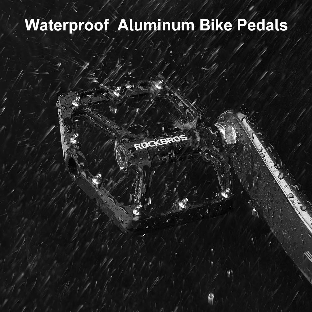 ROCKBROS Mountain Bike/MTB Pedals Bicycle Flat Pedals Aluminum 9/16" Sealed Bearing Lightweight Platform for Road Mountain BMX MTB Bike