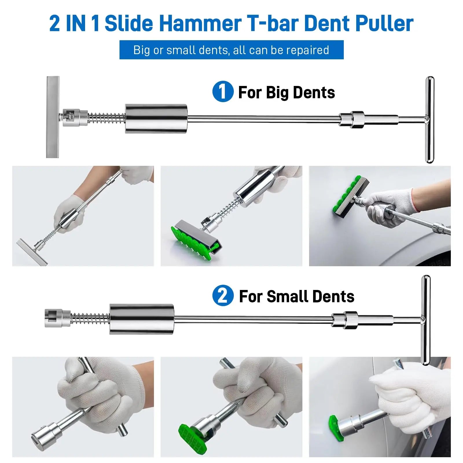97pcs Dent Puller Kit, Car Dent Puller for Dent Removal, Paintless Dent Removal Kit with Golden Lifter, Bridge Puller, Slide Hammer T-Bar, Dent Remover Tool for Car Refrigerator Door Ding Repair