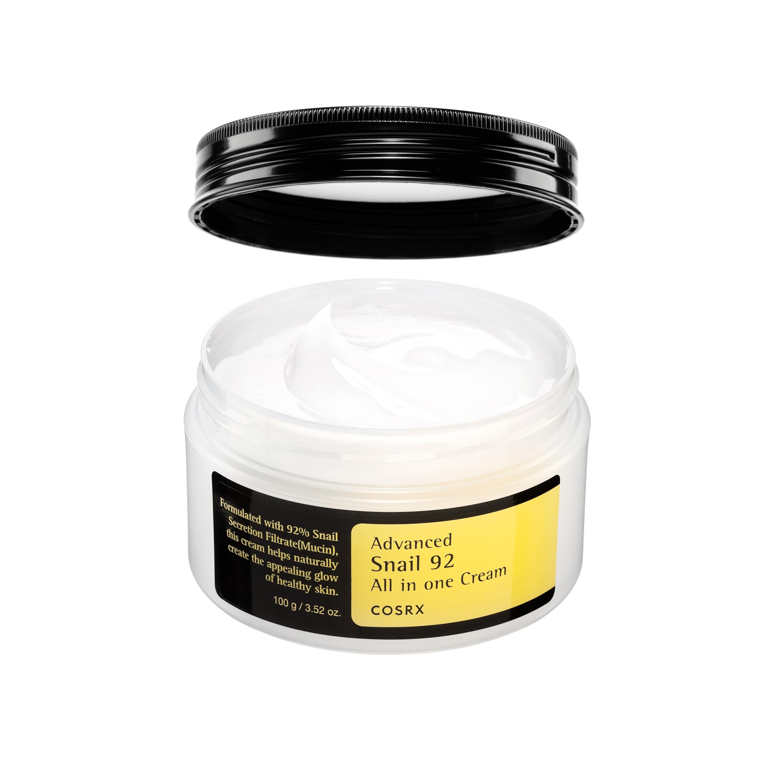 COSRX Snail Mucin 92% Face Moisturizer, 3.52 Oz، مرطب خفيف للوجه لبشرة ناعمة ومشرقة، العناية بالبشرة الكورية، كريم مرطب للوجه الكوري