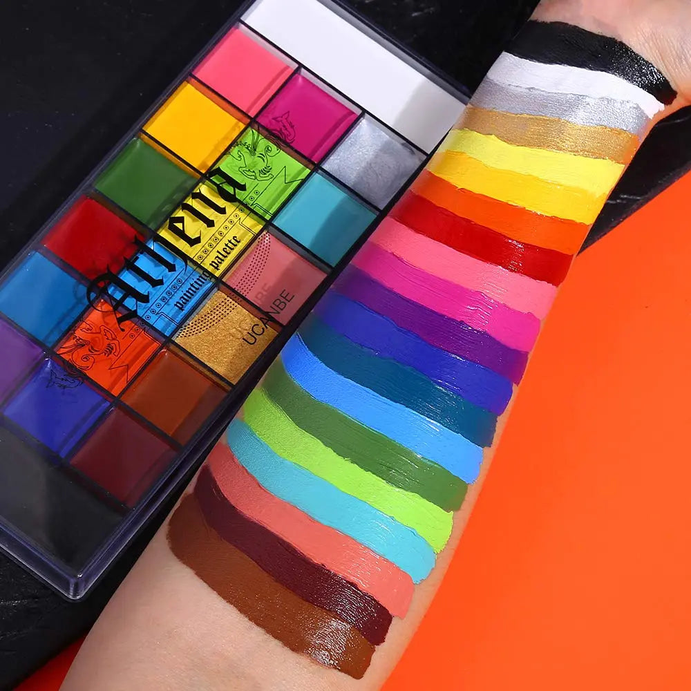 UCANBE Athena Face Body Paint Oil Palette, Professional Flash Non Toxic Safe Tattoo Halloween FX Party Artist Fancy Makeup Painting Kit For Kids and Adult