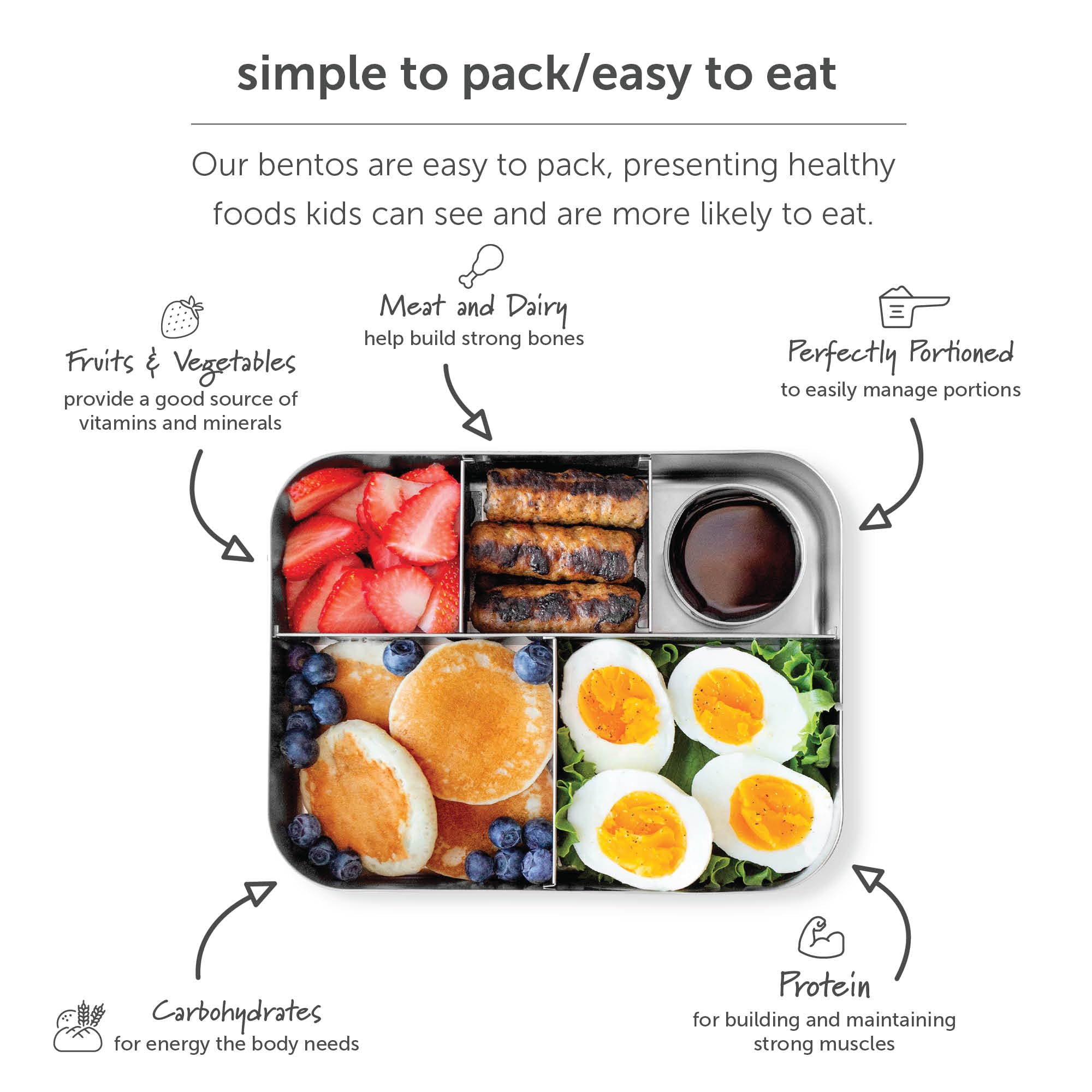 LunchBots Small Protein Packer Bento Box - Extra Small Divided Stainless Steel Snack Container - 4 Sections for 1-2oz of Nuts, Meat, Cheese, Finger Foods - Dishwasher Safe - Stainless Lid