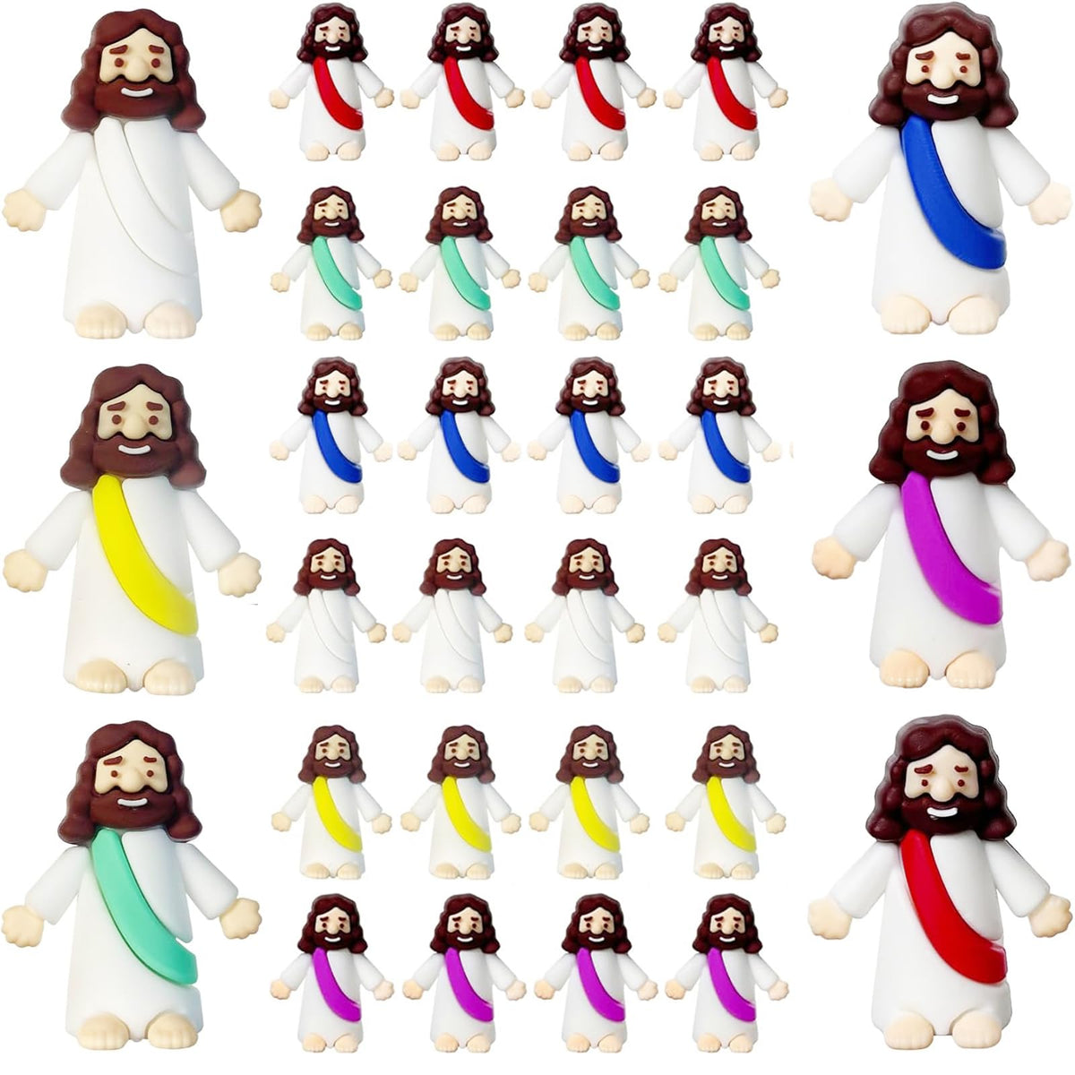 AKFAHOIF 30 Stück kleine Jesusfiguren, Set aus 30 Stück Actionfiguren Miniatur-Jesusfiguren als Massenware, winzige Jesusfiguren zum Verstecken und Suchen, religiöse Geschenke für Ostereierfüller