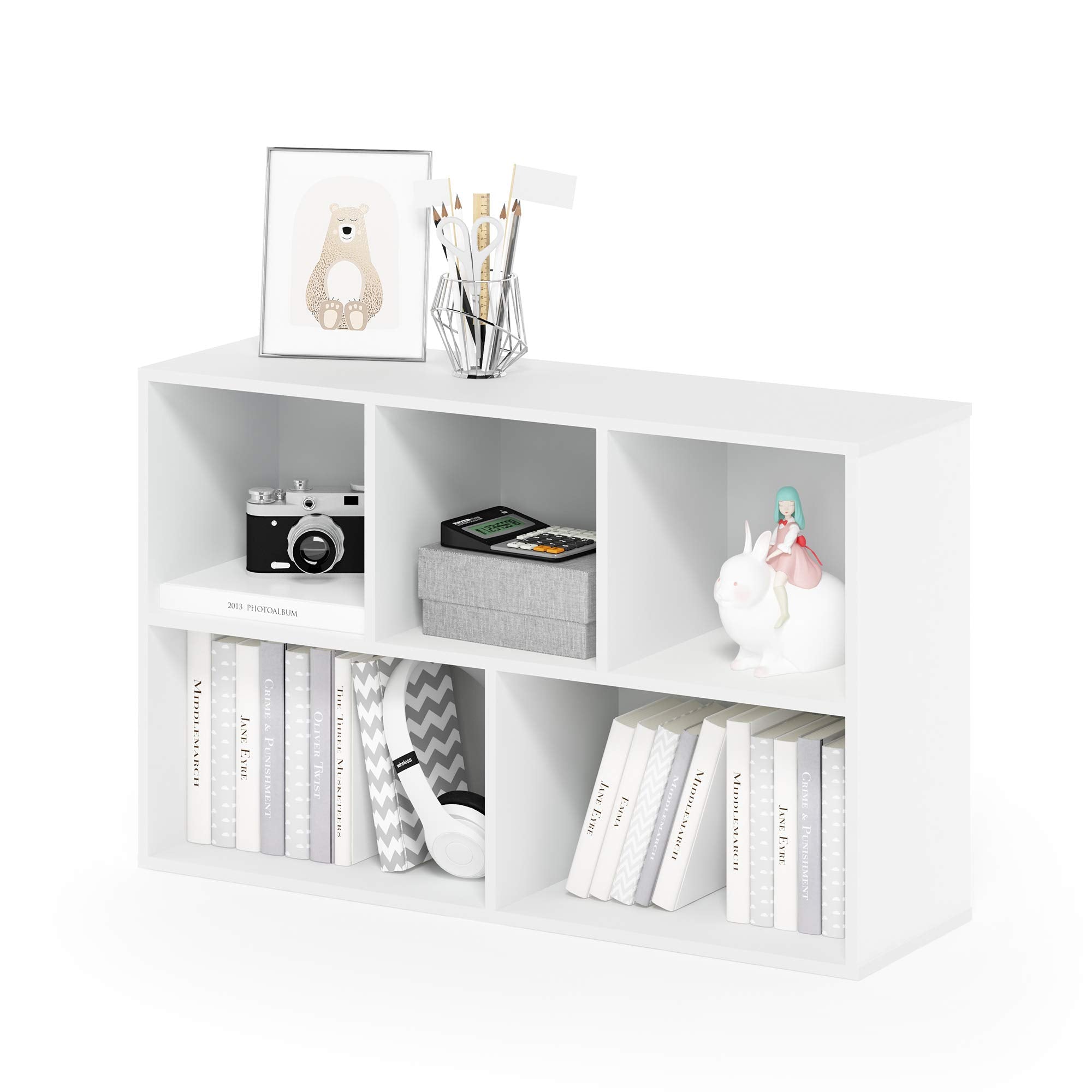 Furinno Luder Bücherregal / Regal / Aufbewahrung, 5-Würfel, Weiß