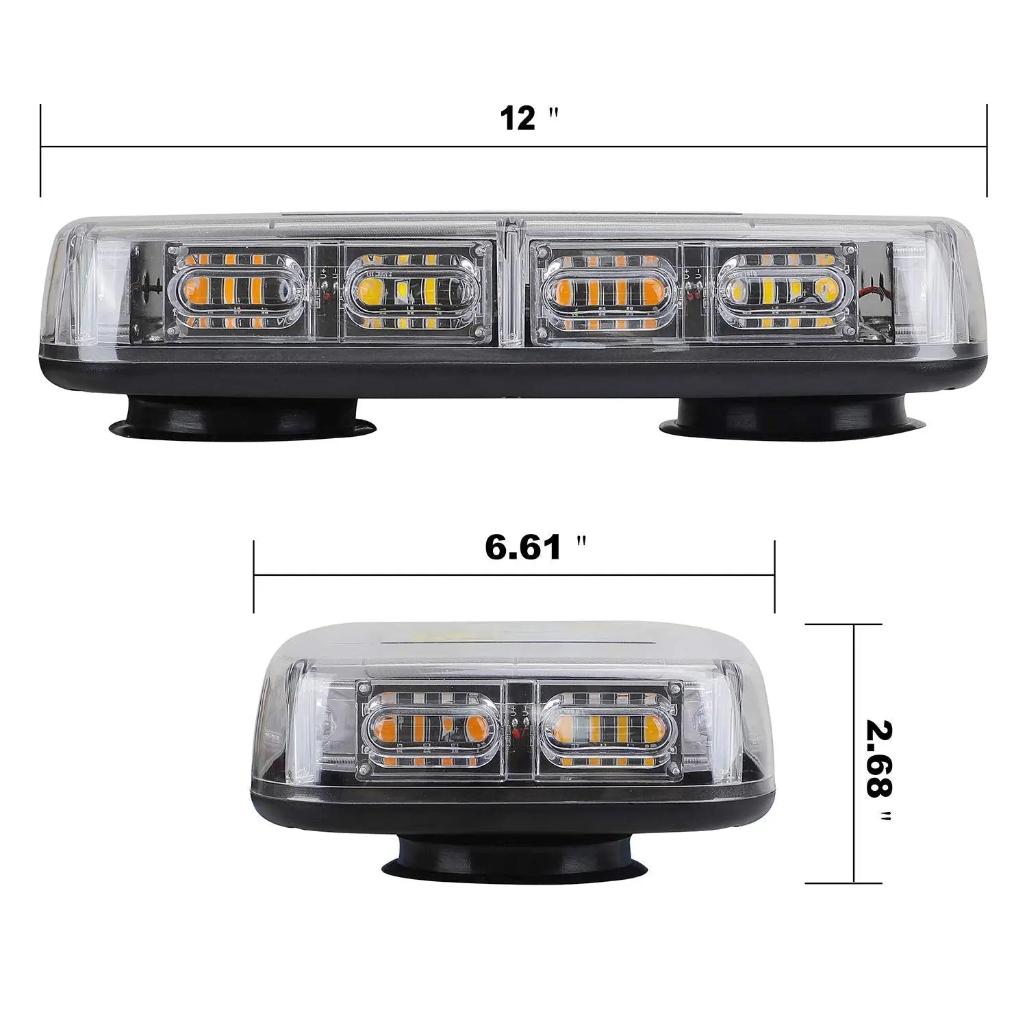 ASPL [Upgraded 5] 48LED Roof Top Strobe Lights, High Visibility Emergency Safety Warning LED Mini Strobe Light bar with Magnetic Base for 12-24V Snow Plow, Trucks, Construction Vehicles (Amber/White)