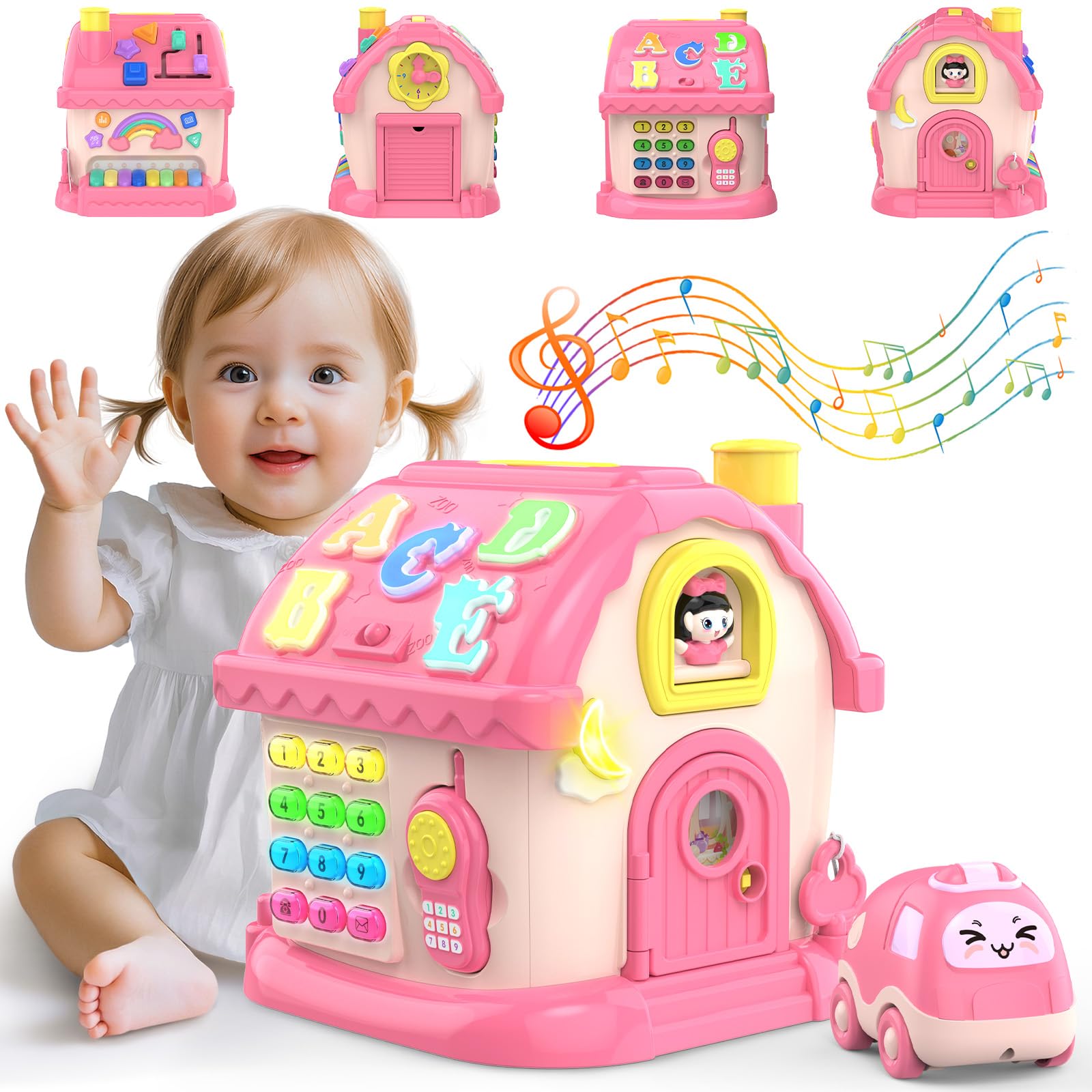 Fidecexv Montessori Spielzeug für 1-jährige Mädchen, 12-in-1 Musikhaus Kleinkind-Lernspielzeug für 1-2 Jahre, Geschenke zum 1. Geburtstag für Mädchen und Jungen Baby 6-12 12-18 6-24 Monate