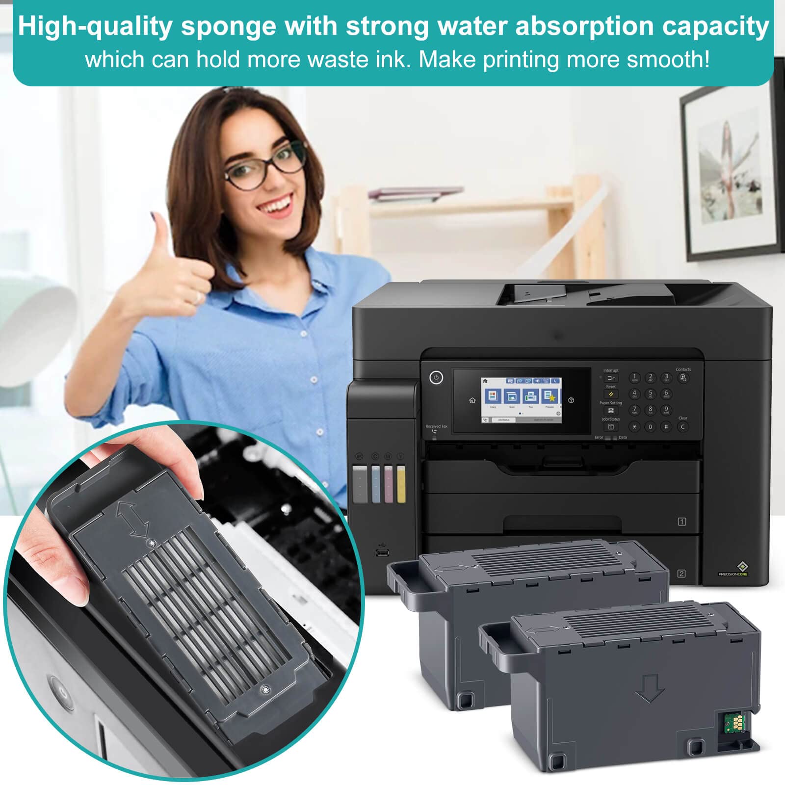Hosaam C9345 Ink Maintenance Box Replacement for WF-7840 ET-16650 ET-16600 ET-8550 ET-5850 ET-5880 ET-8500 WF-7820 WF-7310 ET-5800 EC-C7000 ST-C8000 ST-C8090 Printers (C12C934591/PXMB9/C9345)(2 Packs)
