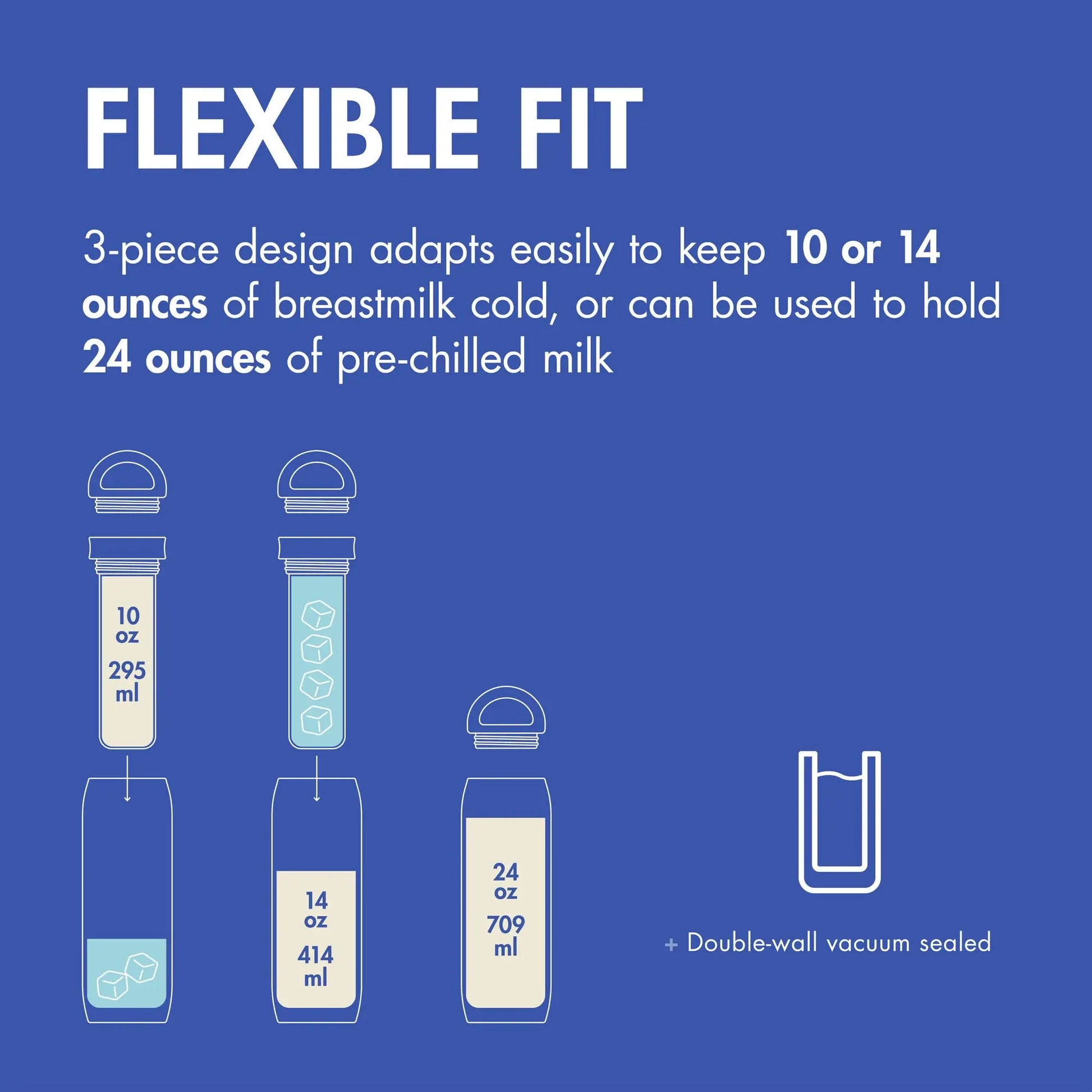 Boon Frosh Portable Breast Milk Chiller - Stainless Steel Breast Milk Cooler - Stainless Steel Portable Milk Storage Container - Blue - Keeps Breast Milk Cold for up to 17 Hours*