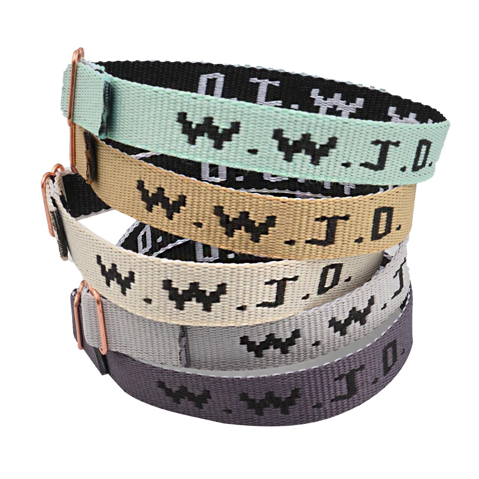Canopus pet WWJD Bracelets Set, 5 Piece, Webbing What Would Jesus Do Bracelets Christian Handmade Colorful Adjustable Religious Woven Wristbands for Fundraisers