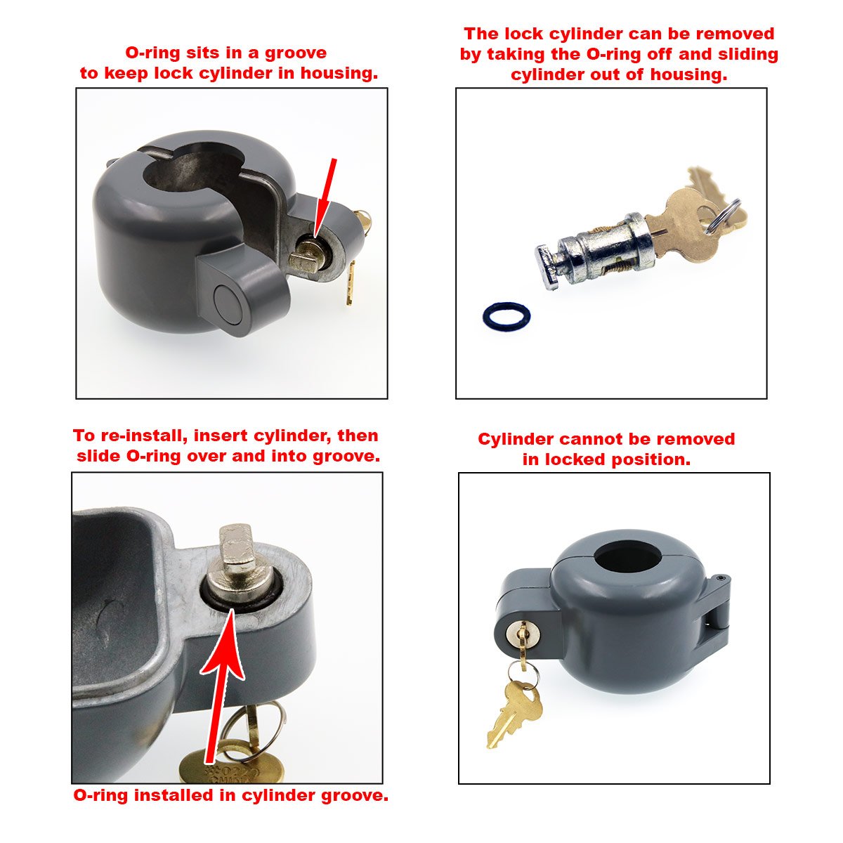 Prime-Line S 4180 Door Knob Lock-Out Device – Prevents Turning of Door Knob and Access to Keyhole, Can be Used for Home Rentals, Evictions, Job Sites & More – Keyed Alike, Diecast, Gray (Single Pack)