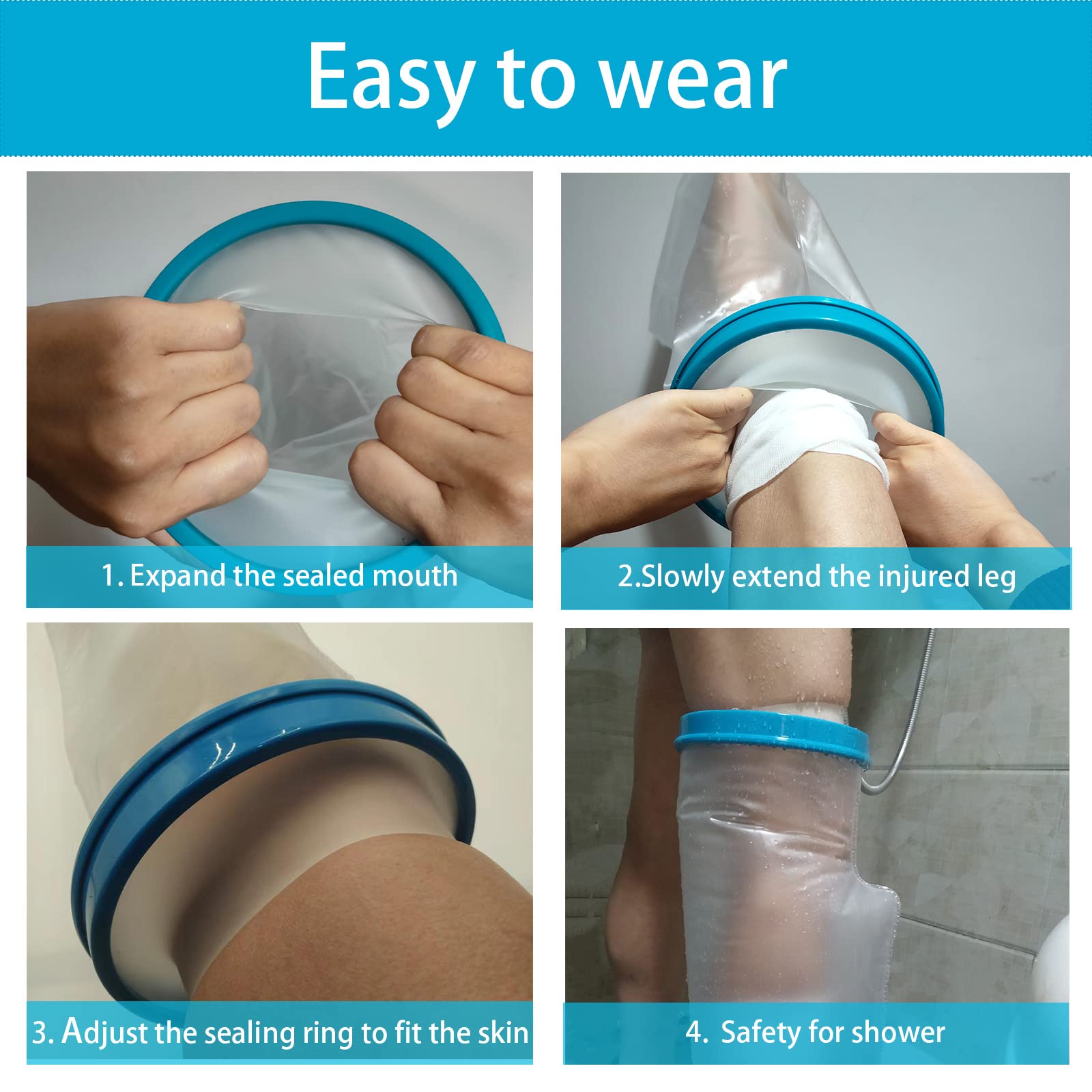 Tideshake - 100% Waterproof Leg Cast Cover for Showering, Reusable Adult Short Leg Cast Protector, Cast Covers for Shower Leg, Cast Bag for Shower, Cast Cover for Showering Foot