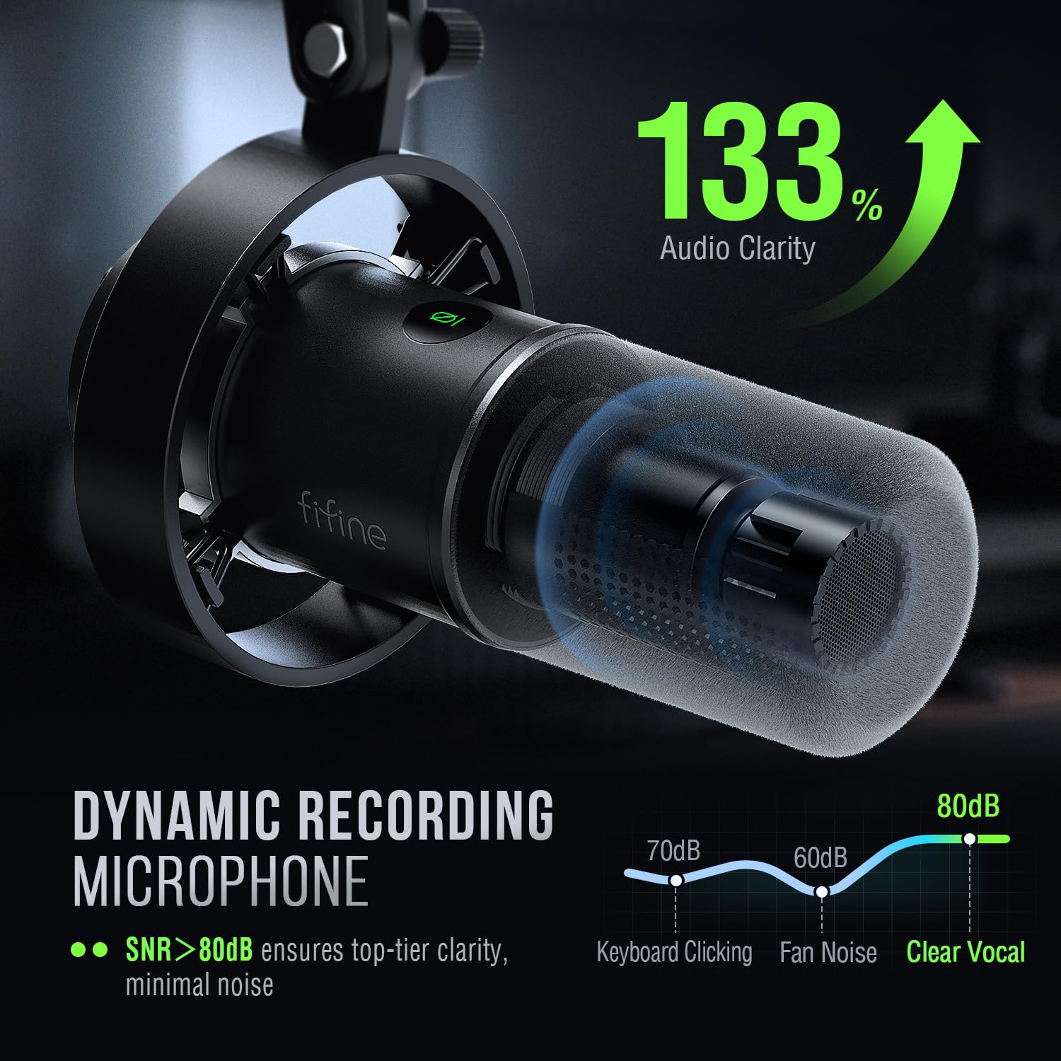 FIFINE Dynamic Microphone, XLR/USB Podcast Recording PC Microphone for Vocal Voice-Over Streaming, Studio Metal Mic with Mute, Headphone Jack, Monitoring Volume Control, Windscreen-Amplitank K688