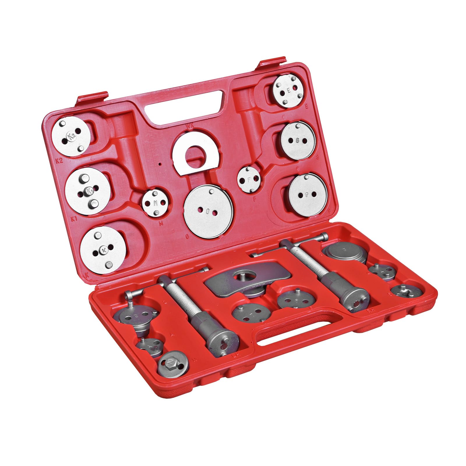 BIG RED Torin 22 PCS Brake Caliper Press Tool Kit, Disc Brake Piston Caliper Compressor Tool Set for Brake Pad Replacement Reset, Red, ATRHS-E3318BR