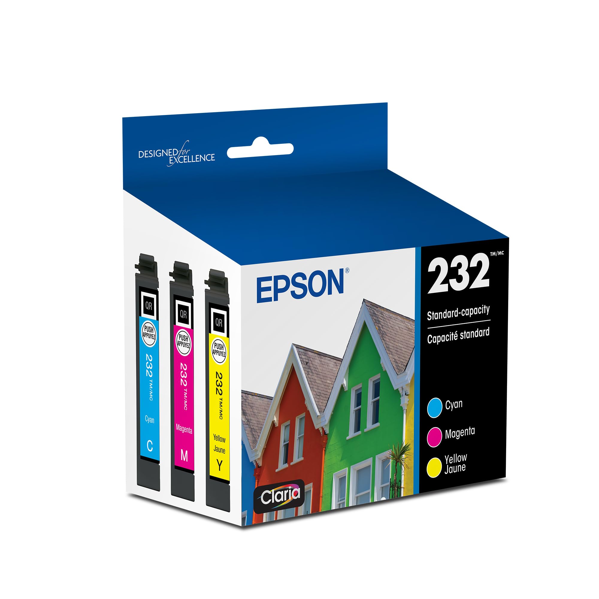 Epson 232 Claria Tinten-Standardkapazität-Farben-Kombipack (T232520-S) Funktioniert mit Workforce WF-2930, WF-2950, Expression XP-4200, XP-4205
