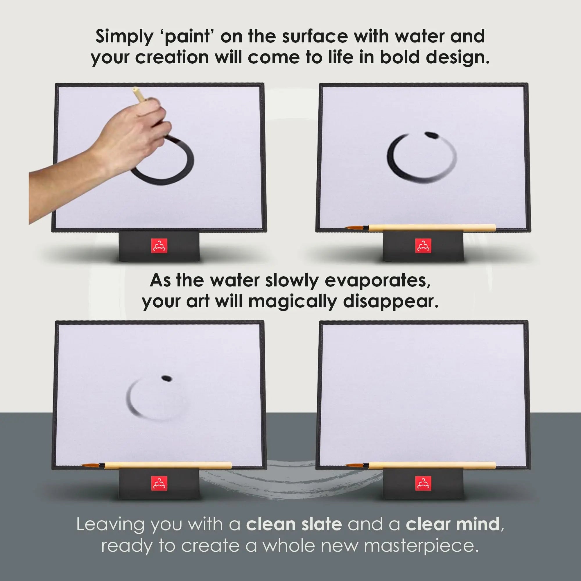 Buddha Board – The Original Water Painting Board for Mindfulness & Creativity – Unique Gift for Artists, Adults & Kids – Mess-Free Zen Art Supplies