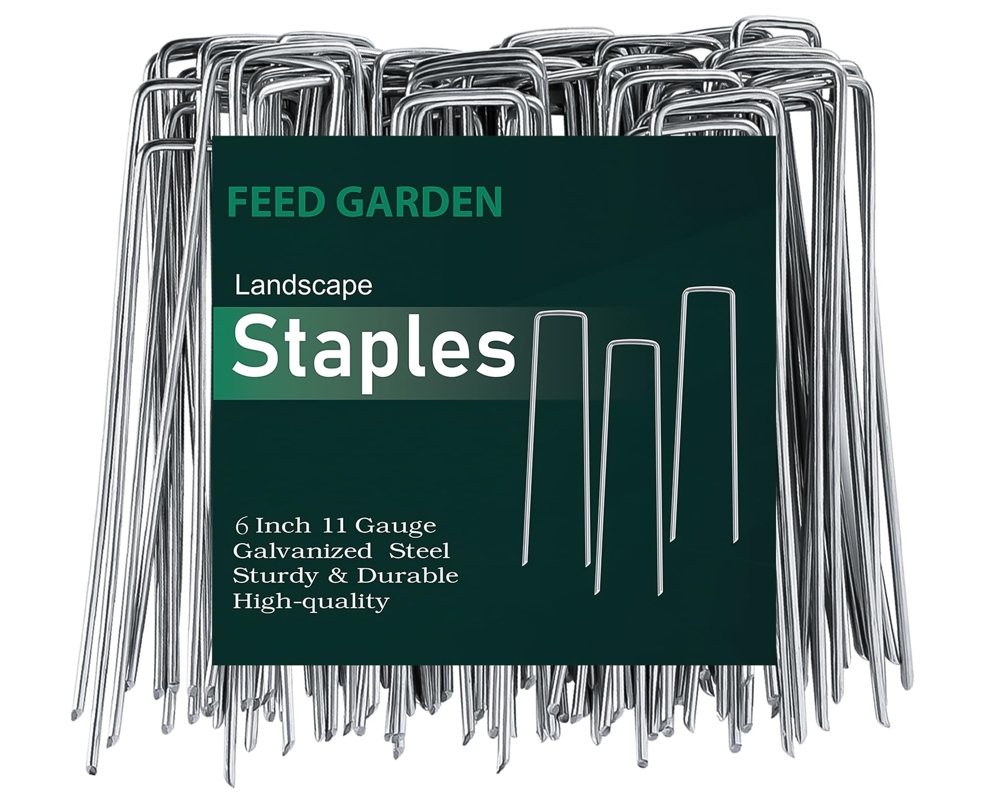 FEED GARDEN 6 Zoll 50 Stück feuerverzinkte Landschaftsklammern Pflanzenabdeckungsheringe 11 Gauge Zeltheringe Gartenheringe Landschaftsgewebe SOD Pins Rasenheringe für Dekoration Unkrautbarrieregewebe