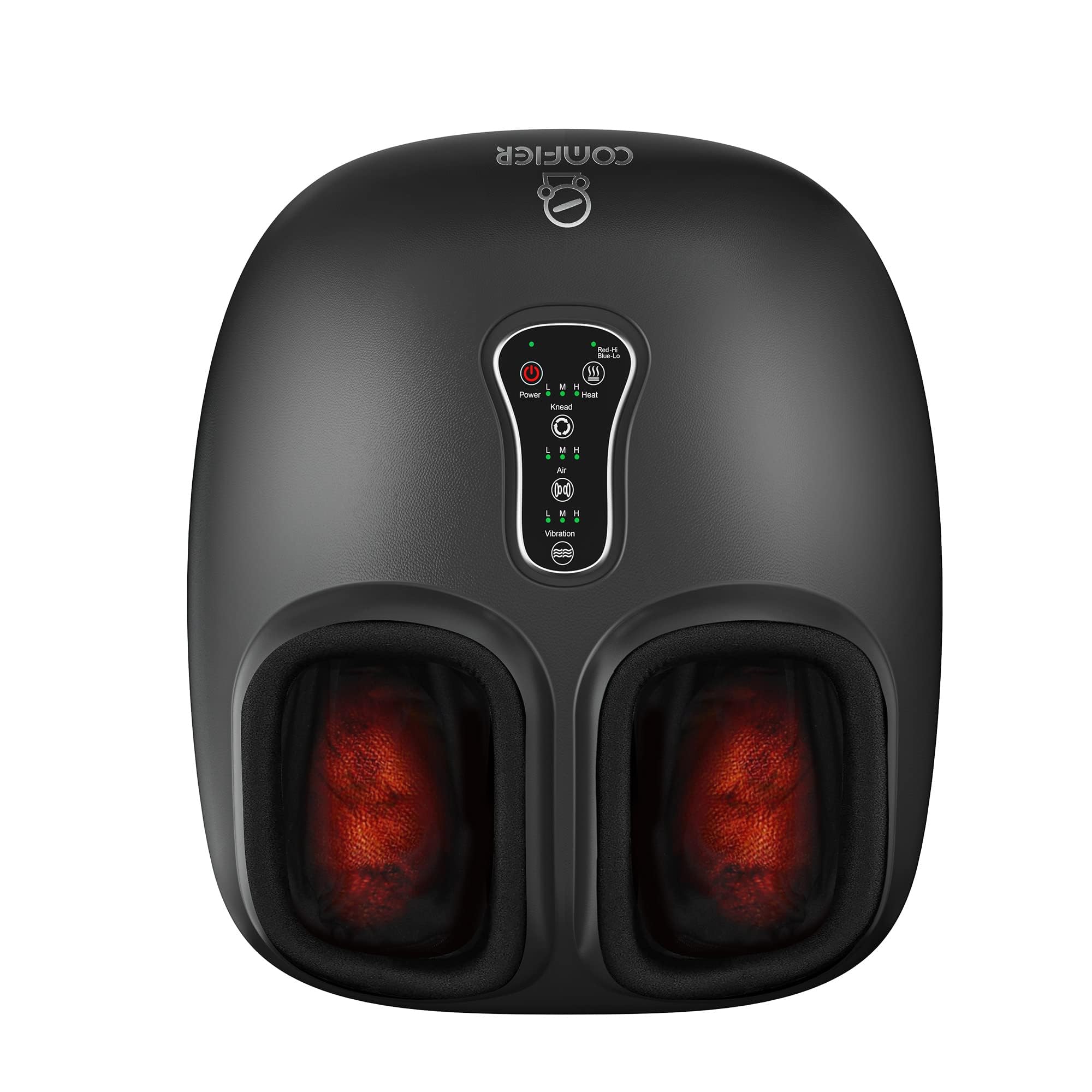 COMFIER Shiatsu-Fußmassagegerät mit Wärme, Vibration, Rollkompressions-Fußmassagegerät bei Plantarfasziitis, Neuropathie-Schmerzen, Geschenke für Sie und Ihn, passend bis Größe 47, mehrere Modi