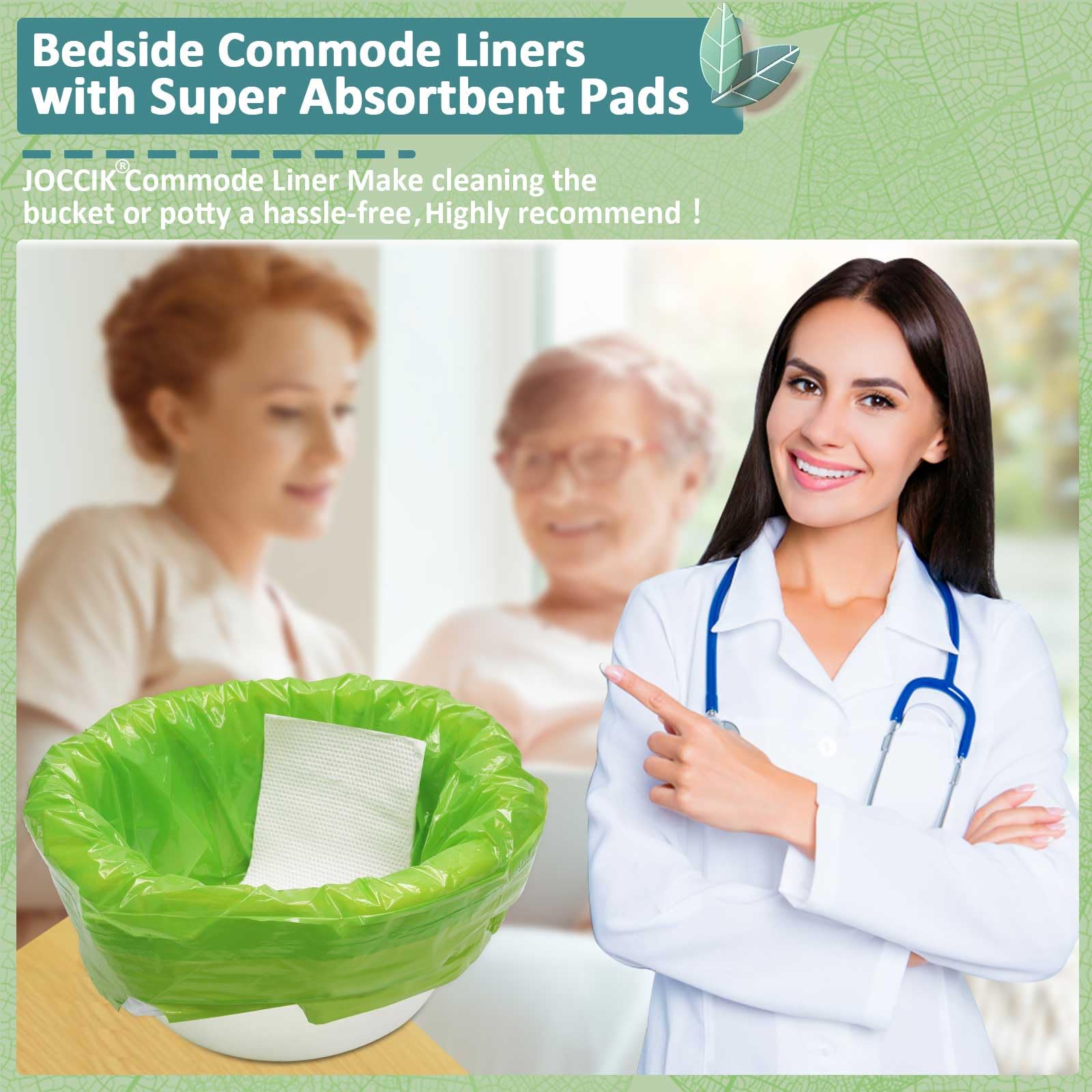 Commode Liners for Bedside Commode with Super Absorbent Pad 50 Pack Disposable Bags Universal Fit All Standard Toilet Chair Bucket
