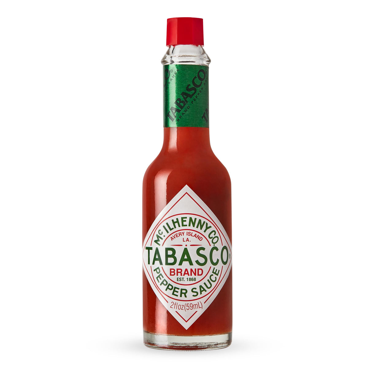 TABASCO Original Red Pepper Hot Sauce, mittlerer Schärfegrad, Glasflasche, Klassischer & vielseitiger Geschmack, Drei einfache Zutaten, Ideal für Dips, Tacos, Eier, Pizza, Austern & mehr, 57 ml (1er-Pack)