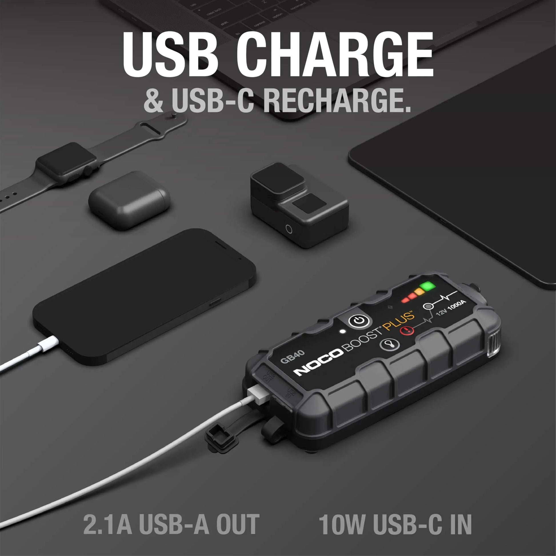 NOCO Boost GB40: 1000A UltraSafe Jump Starter – 12V Lithium Battery Booster Pack, Portable Jump Box, Power Bank & Jumper Cables - for 6.0L Gas and 3.0L Diesel Engines