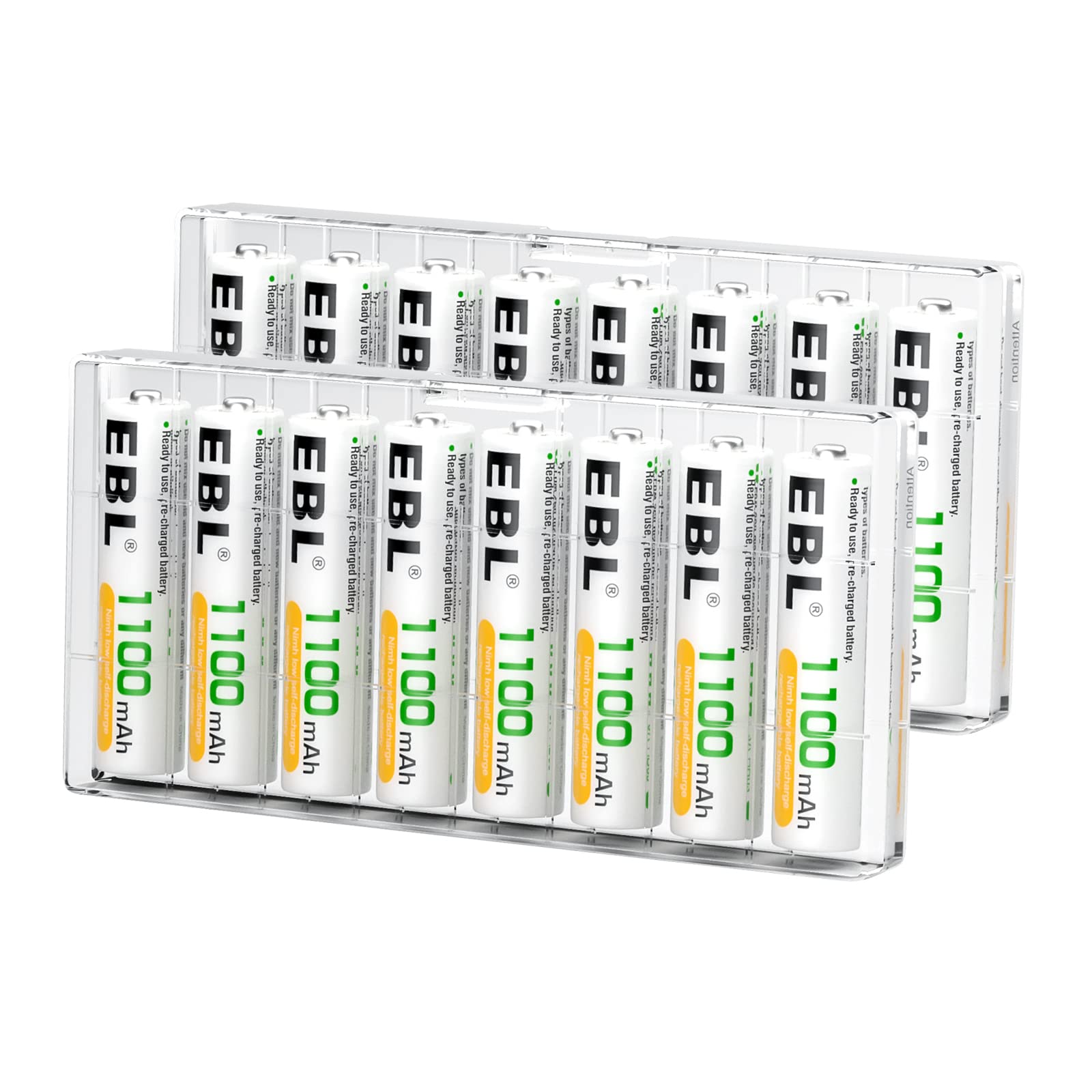 EBL Wiederaufladbare AAA-Akkus (16 Stück) Ready2Charge 1100 mAh 1,2 V Ni-MH-Akku