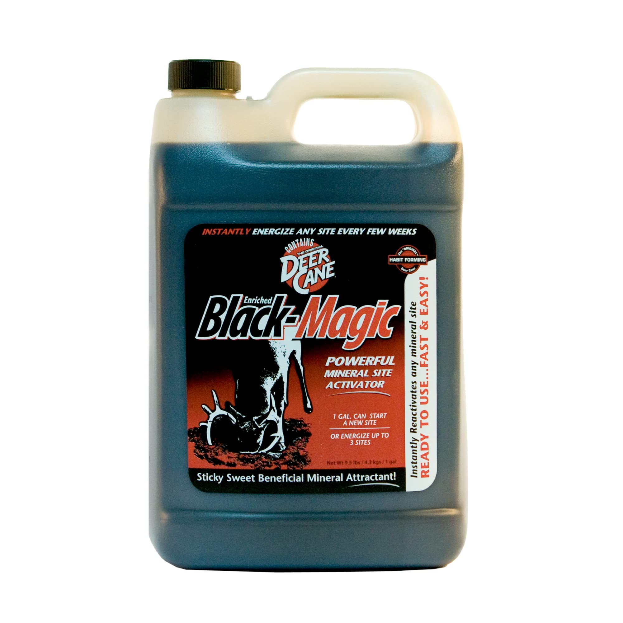 EVOLVED HABITATS Deer Cane Black Magic Flüssiger Mineralien-Lockstoff für Rehe – schnell und einfach anzuwendende, ganzjährige Mineralfutterergänzung mit natürlichen Melassearomen – Mineralien-Standortaktivator
