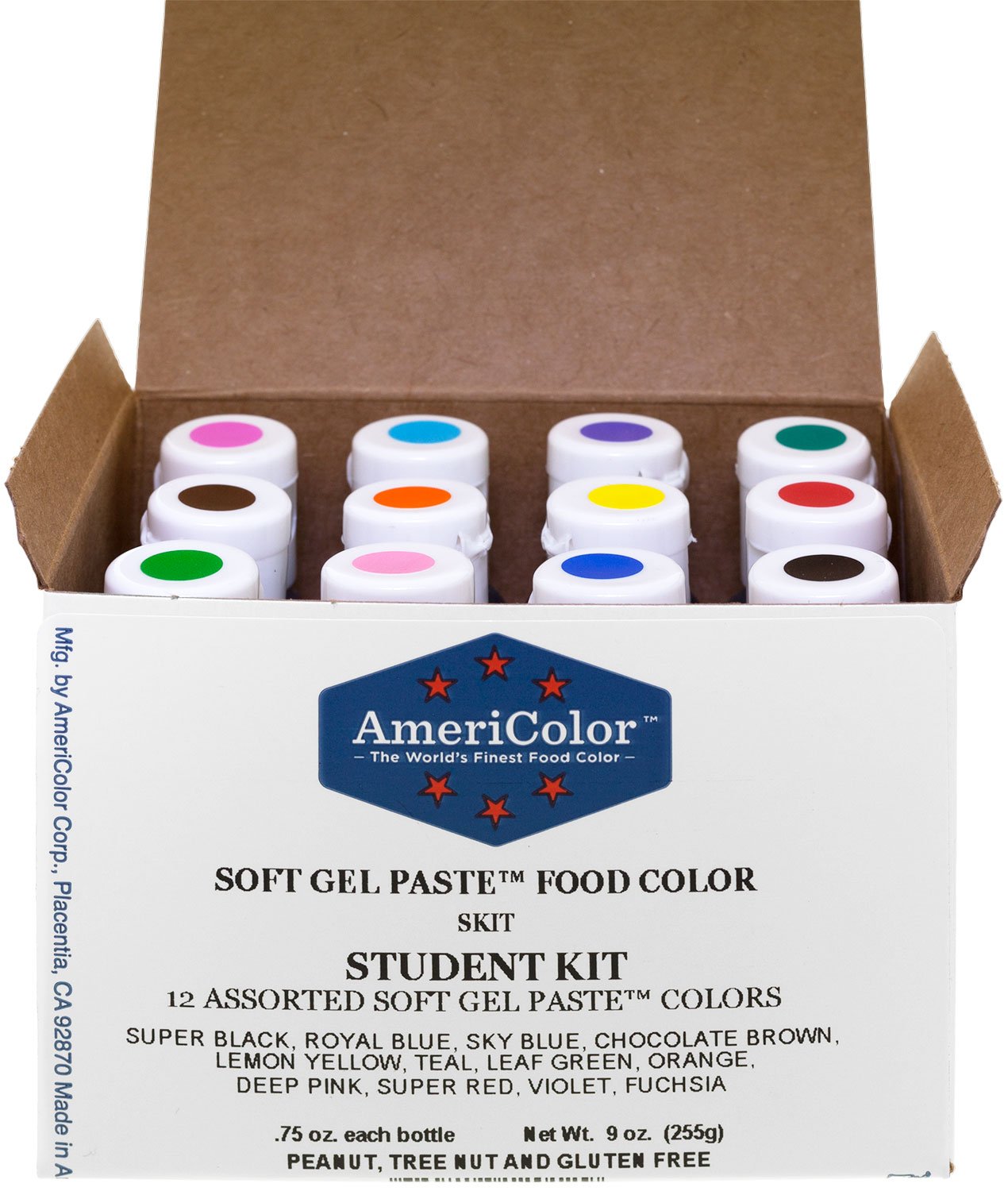 Lebensmittelfarbe AmeriColor Student - Set 12 x 21 ml Flaschen Weiche Gelfarben