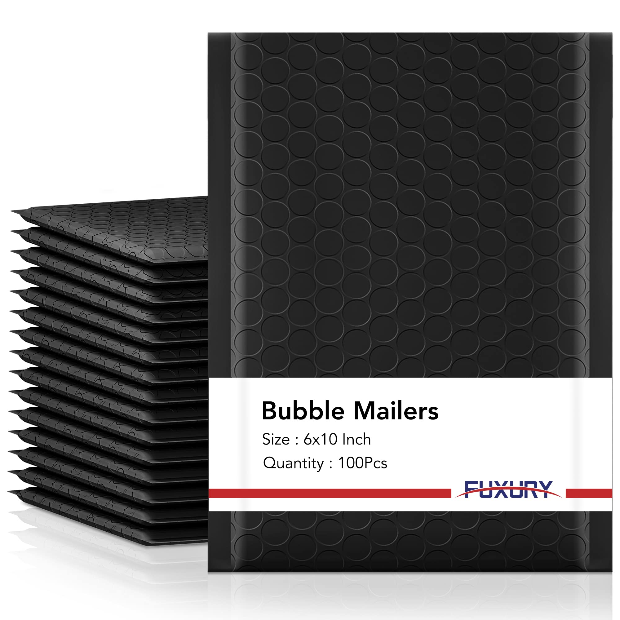 Fuxury Bubble Mailers 6x10" 100 Stück Schwarz Gepolsterte Umschläge Nutzbare Größe 6x9" Dicke Versandtaschen Luftpolster Blickdichte Gepolsterte Versandtaschen Versandbeutel für Schmuck Make-up Kleinunternehmen#0