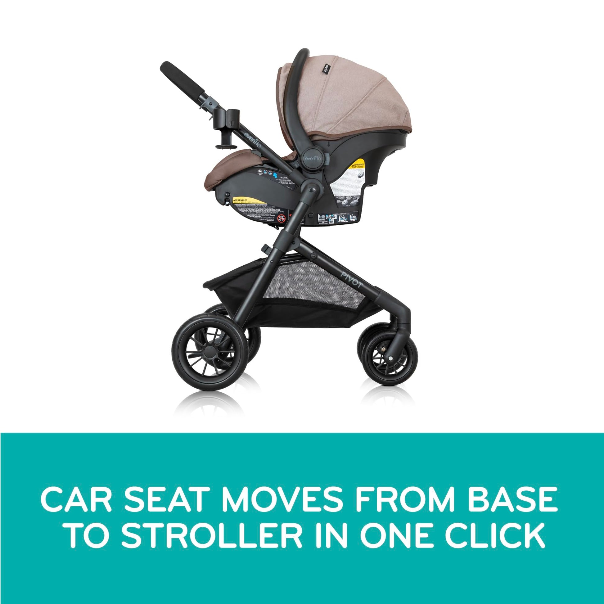 Evenflo Pivot Modular Travel System with LiteMax Infant Car Seat (Desert Tan)