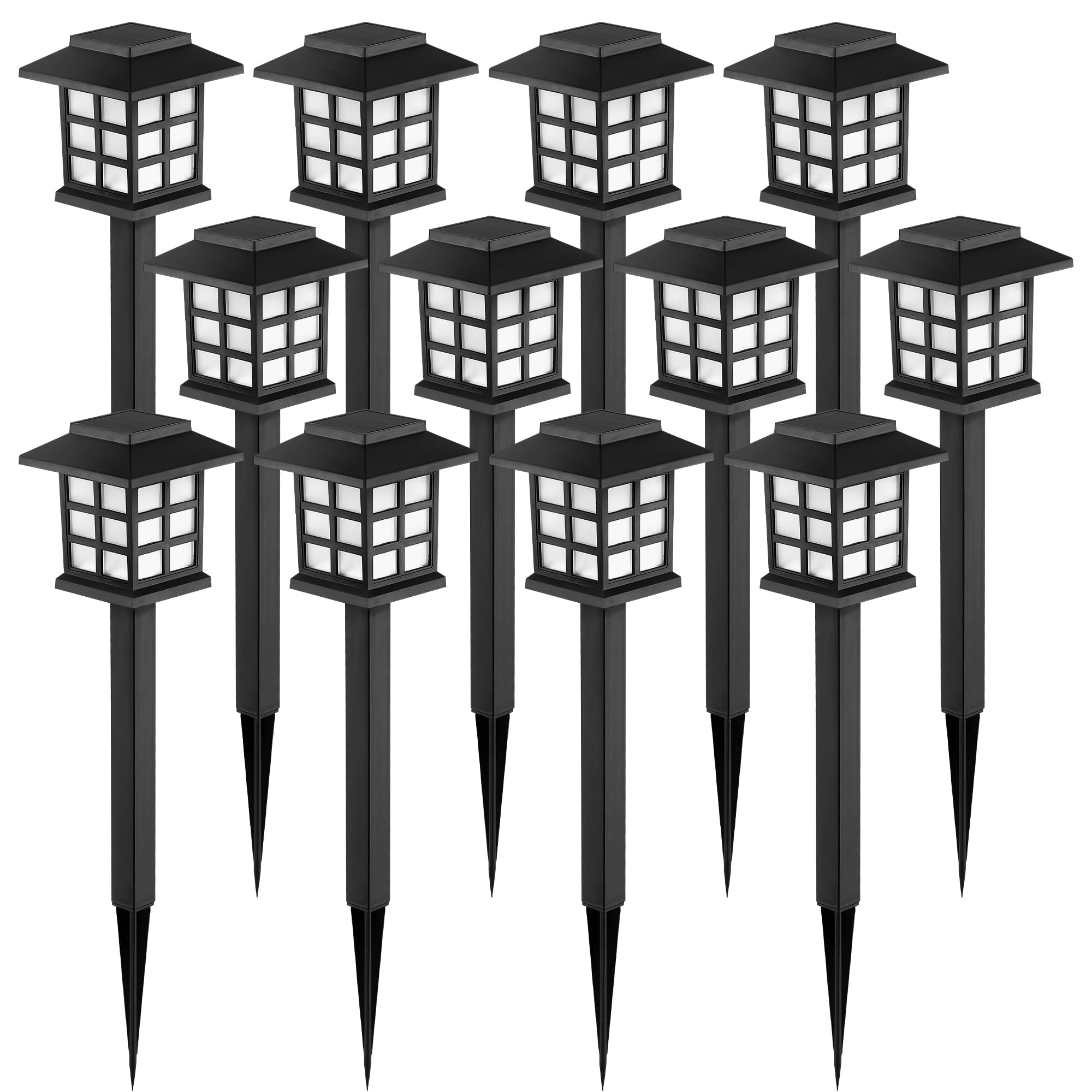 GIGALUMI Solar-Außenleuchten, 12er-Pack LED Solarleuchten für außen wasserdicht, Solar-Wegleuchten leuchten 10 Stunden lang für Ihren Garten, Landschaft, Weg, Hof, Terrasse, Auffahrt
