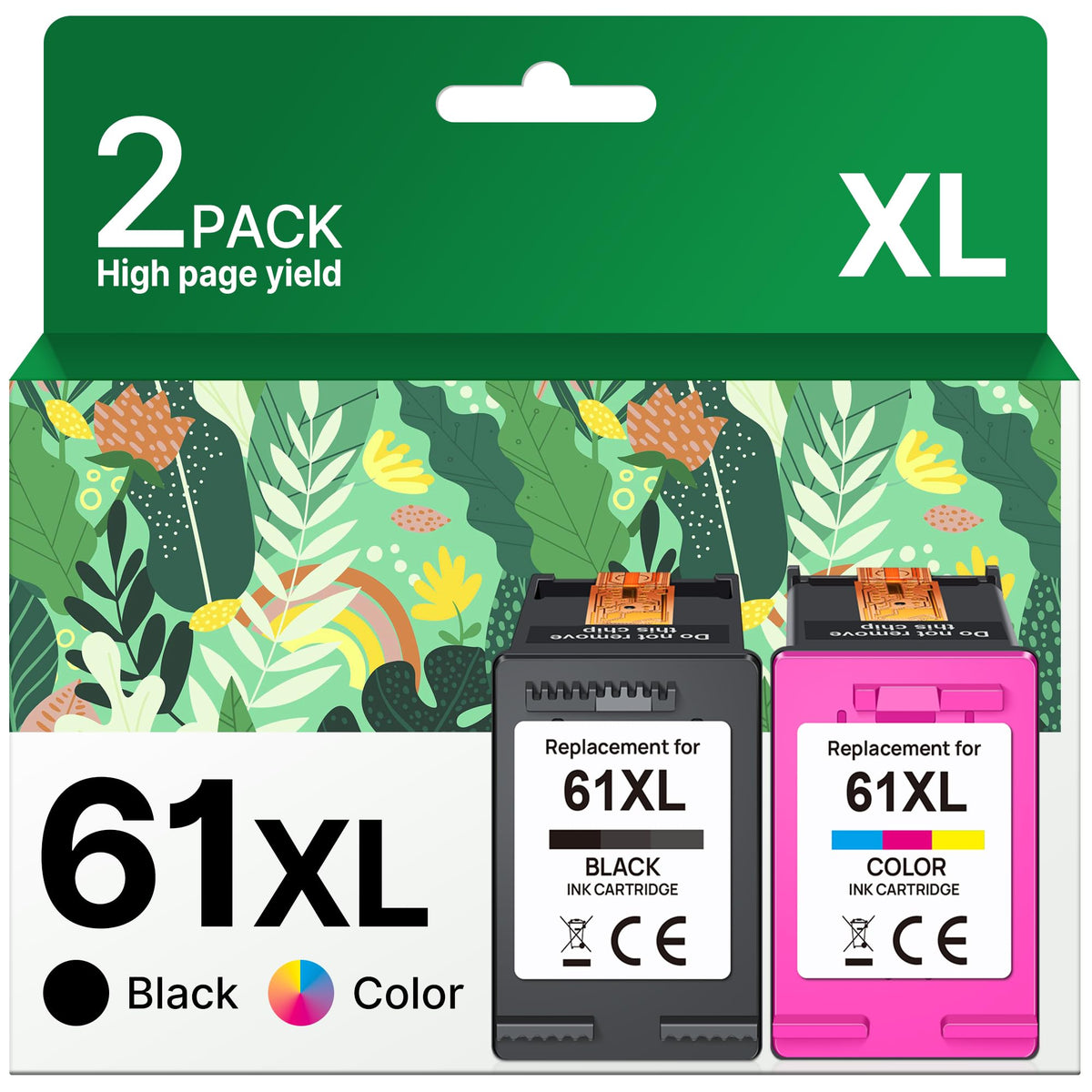 عبوة حبر بديلة Adoccur 61XL لطابعة HP Ink 61 المتوافقة مع HP Envy 4500 5530 5534 4502 Deskjet 1000 1010 2540 3000 3510 Officejet 4630 4635 (عبوتان)