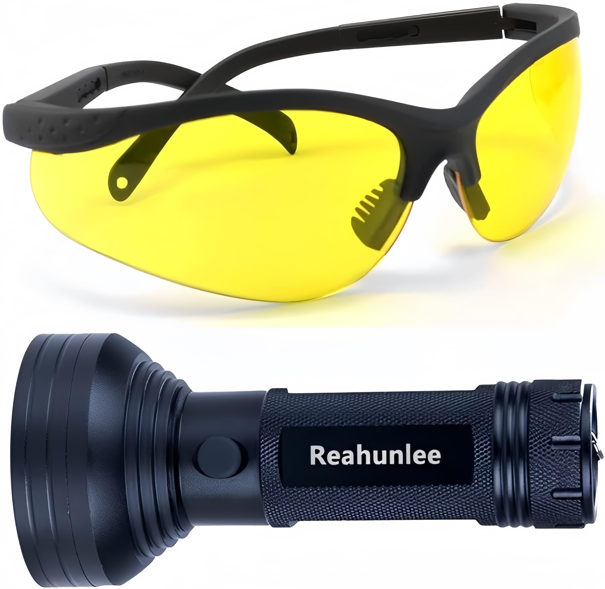 REALHUNLEE Klimaanlagen-UV-Farbstoff-Lecksucher, Pro Autoöl-Klimaanlagen-UV-Farbstoff-Lecksuch-Werkzeugset 68 LED-Klimaanlagen-UV-Taschenlampen-Detektor mit Schutzbrille