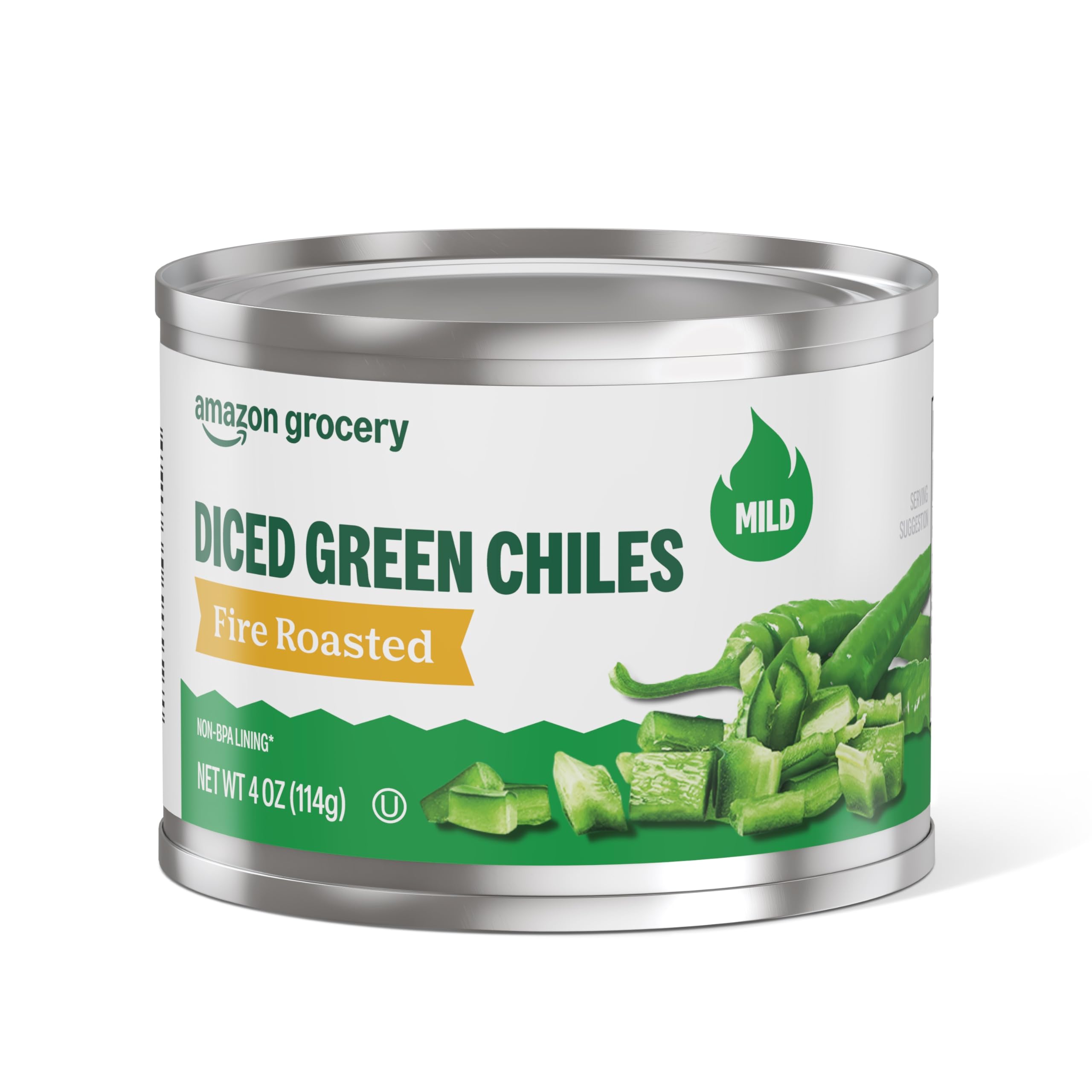 Amazon Lebensmittel, Fire Roasted Diced Green Chiles, Mild, 113 g (zuvor Amazon Fresh, Verpackung kann abweichen)