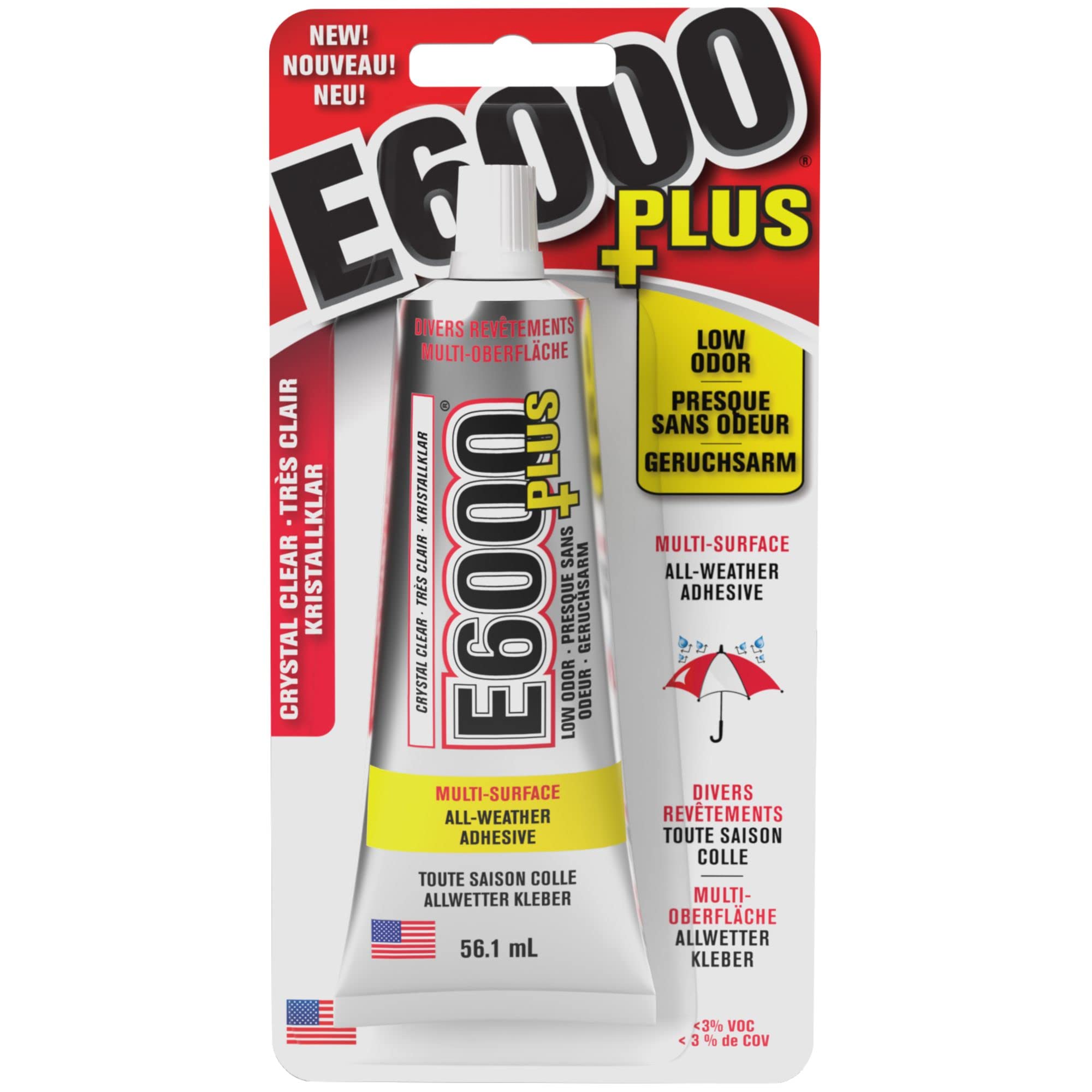 E6000 لاصق شفاف متعدد الأغراض 1.9 أونصة سائلة بالإضافة إلى - 1.9 أونصة