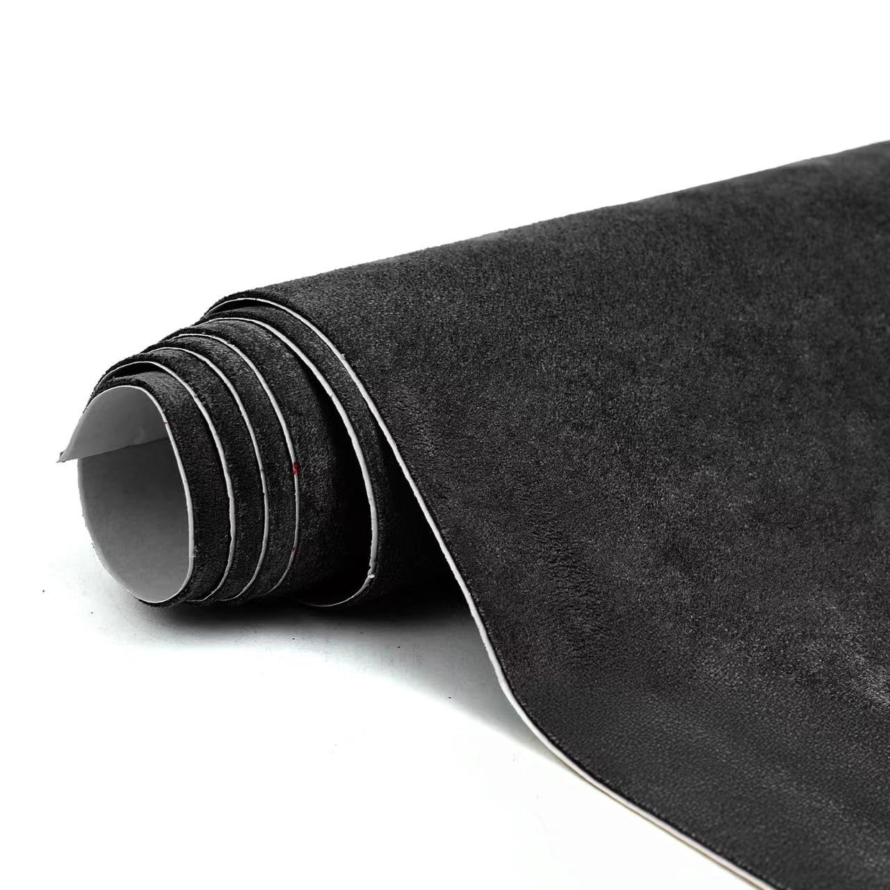 RadiantDecor Premium schwarze Wildleder-Folie – 43x178 cm Wildleder-Folie für den Autoinnenraum – Selbstklebende Mikrofaser und Kunstleder, dehnbare Innenfolie für Auto- und Heimdekoration