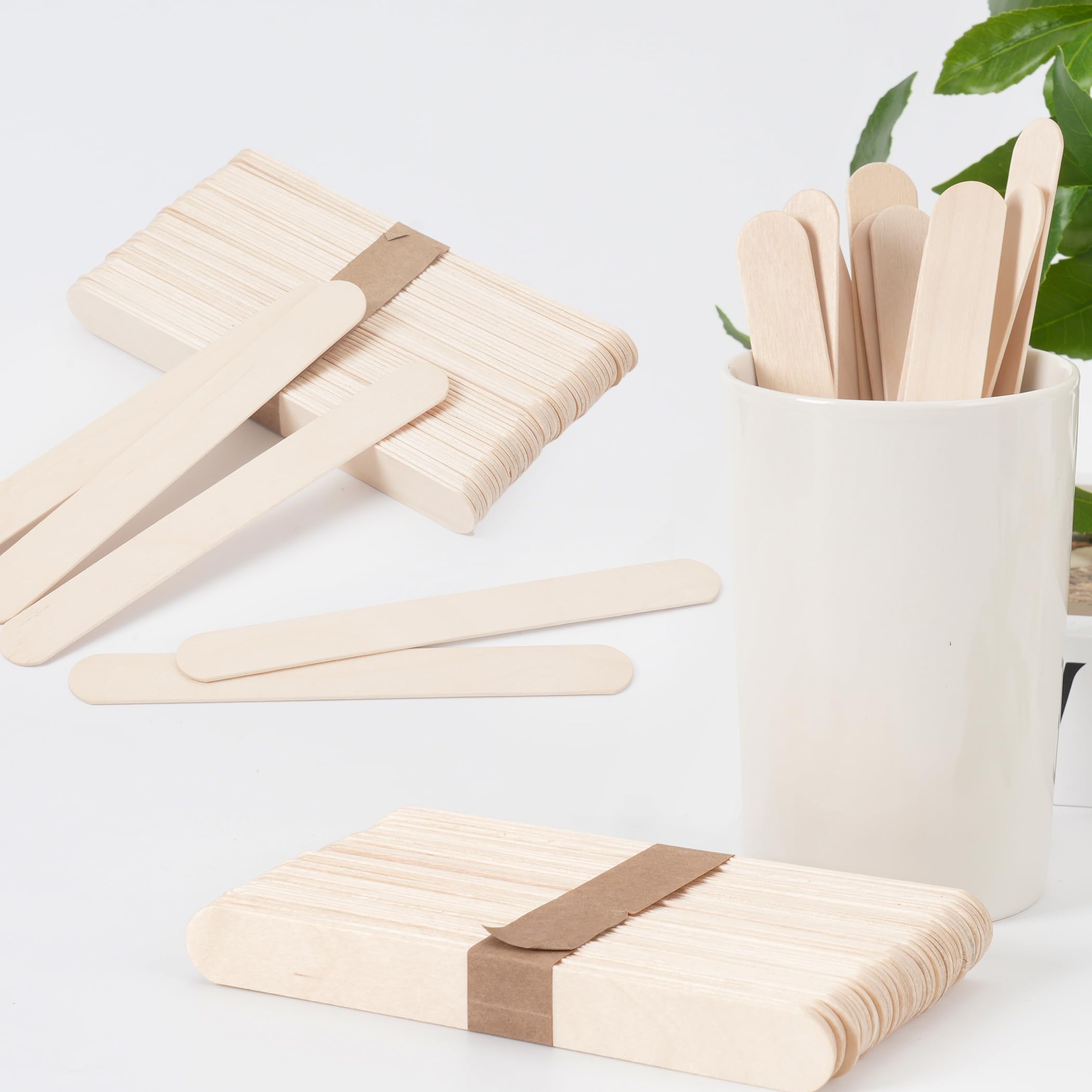 1200 Pieces Large Wooden Wax Sticks, 6-Inch Wood Waxing Sticks Wax Spatulas Applicator, Wood Craft Sticks for Body Hair Removal, Tongue Depressors, Popsicle Sticks
