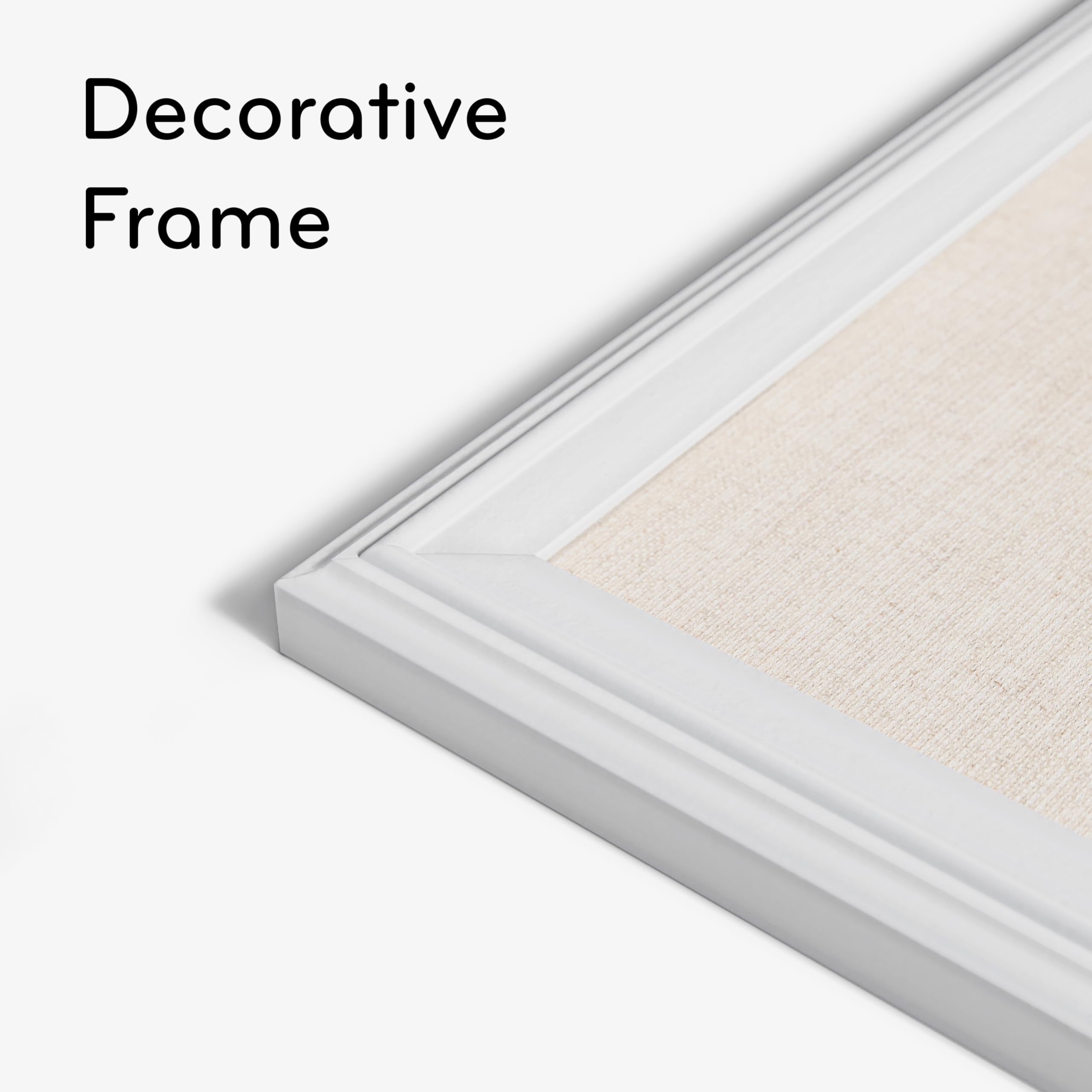 U Brands Farmhouse Linen Bulletin Board, 23"x17", White Wood Style Frame, Industrial Grade Pinning Surface