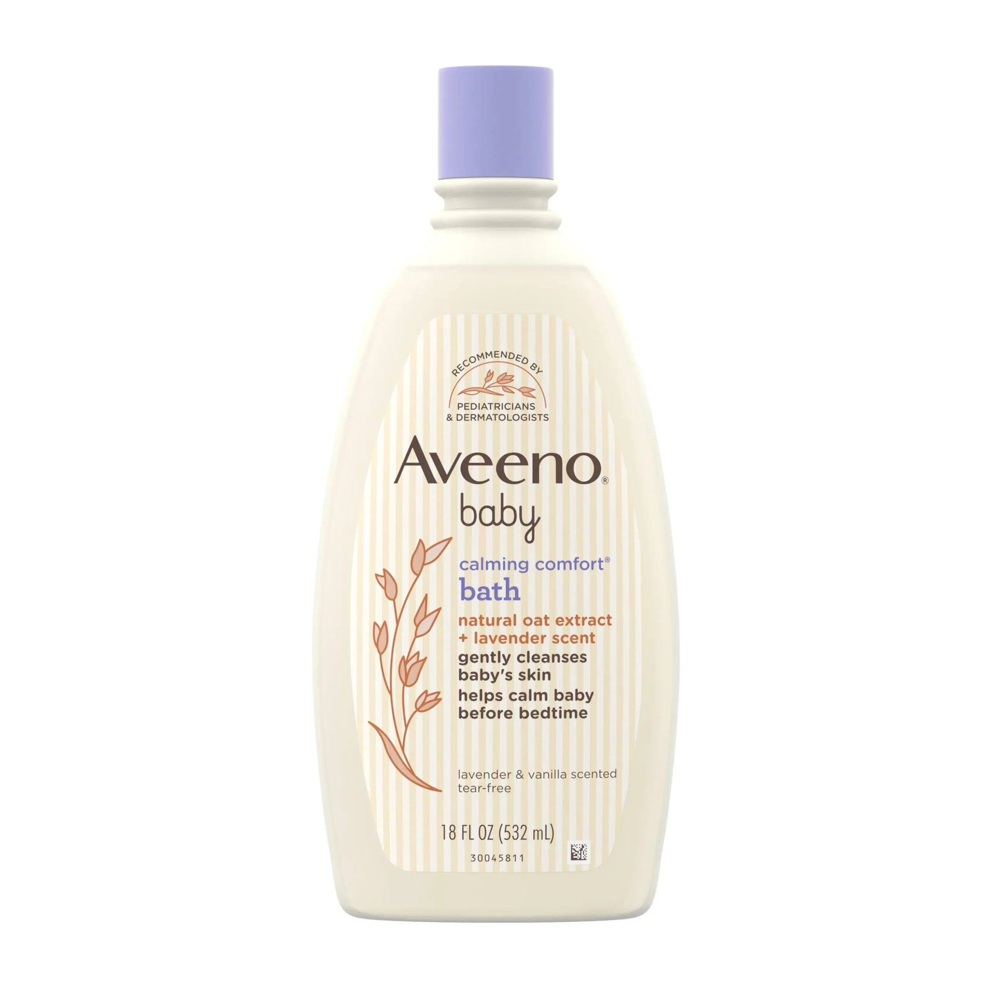Aveeno Baby Nighttime Calming Comfort Bath, Body & Hair Wash with Relaxing Lavender & Vanilla Scents & Natural Oat Extract, Tear-Free Formula, Paraben-, Phthalate- & Soap-Free, 18 Fl. Oz