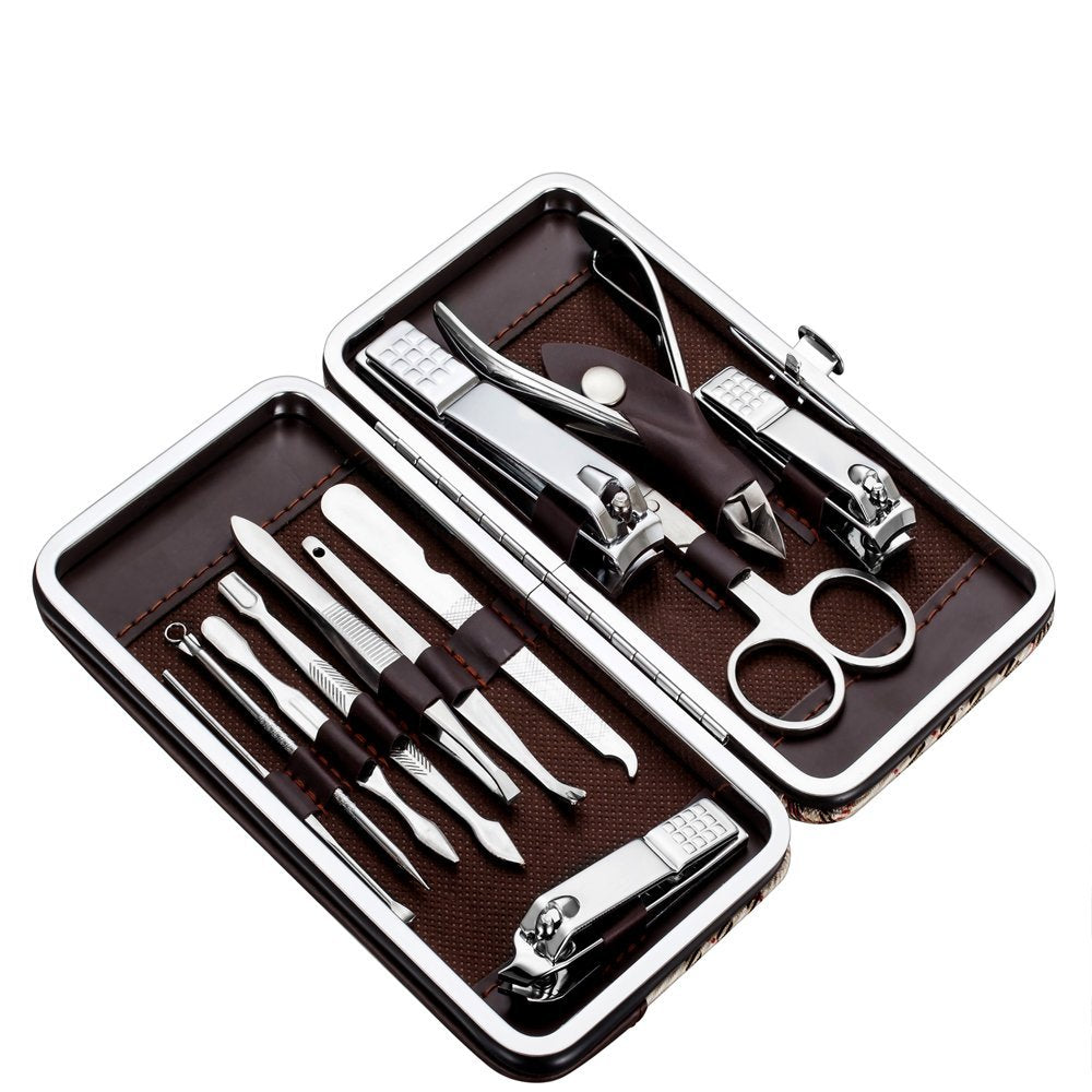 Tseoa Maniküre-Pediküre-Set, Nagelknipser, professionelles Pflegeset, Nagelwerkzeuge mit luxuriösem Reiseetui, 12-teilig ... (Nagelknipser 12tlg.)