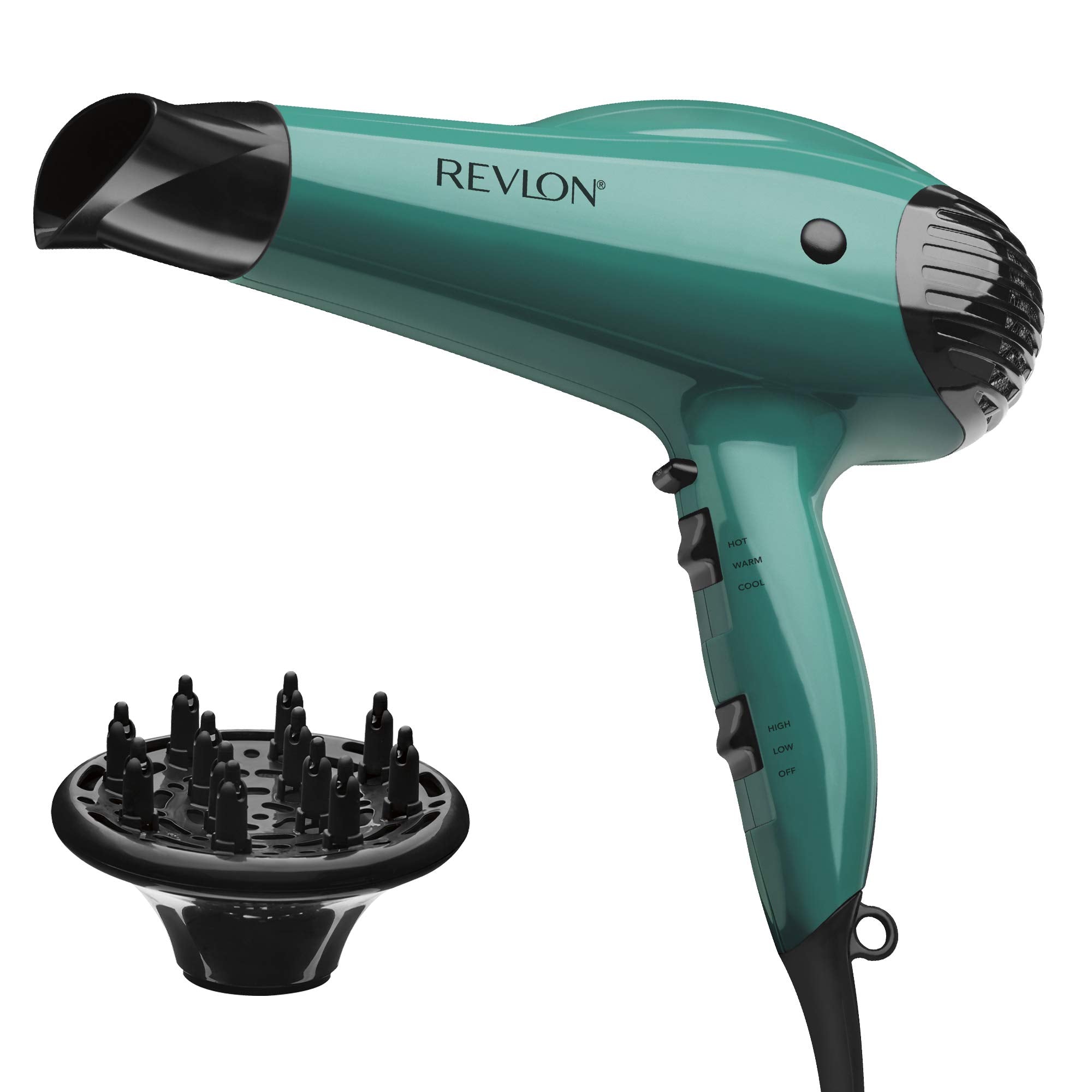 REVLON Volume Booster Haartrockner mit Diffusor | Volumen & Fülle | 1875W Föhn mit Ionic Technologie für Salon-Style mit weniger Frizz (Grün)