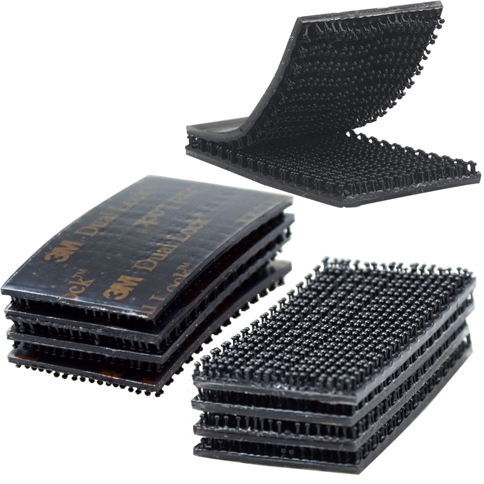 Dual Lock Verschluss 2,5 cm x 5 cm, 8 Stück, wiederverschließbares, ineinandergreifendes Klebeband, hochbelastbar, EZ Pass Halterung, selbstklebendes Hakenband, Klebeband mit Pilzkopf, schwarz für Innen und Außen
