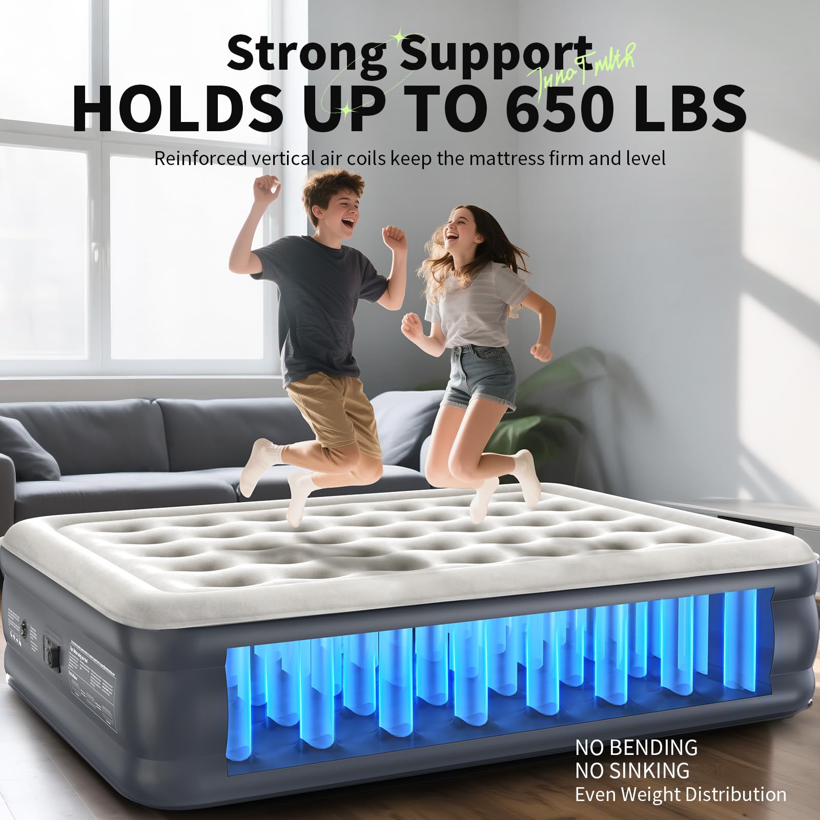 InnoTruth Air Mattress Queen with Built in Pump, Inflatable Mattress Blow up Mattress, 18" Self Inflating Colchones Inflables Foldable Air Bed for Guest & Home, Ideal for Camping, 650lbs Weight Max
