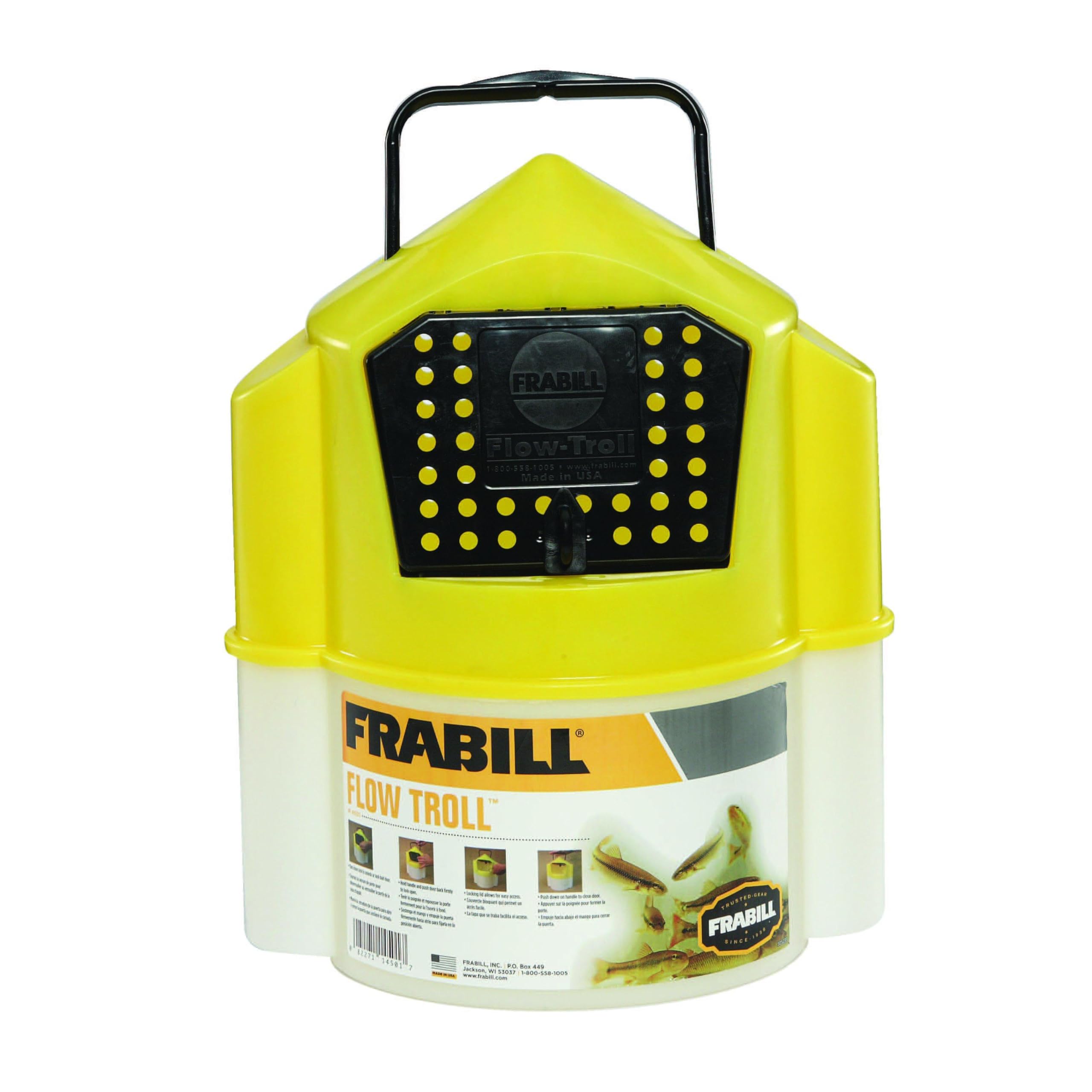 Frabill Flow Troll Köderbehälter, 6 Quart, Gelb/Weiß