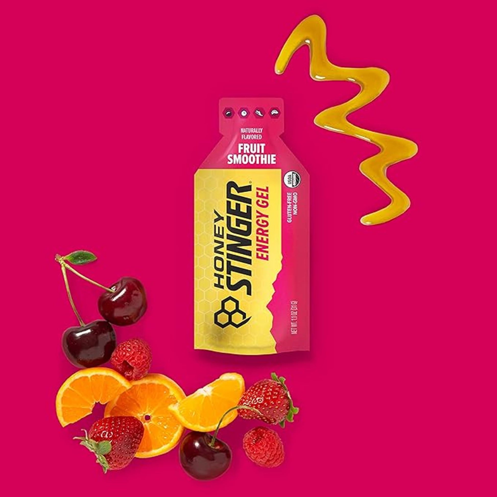 Honey Stinger Organic Fruit Smoothie Energy Gel, Gluten Free & Caffeine Free, for Exercise, Running and Performance, Sports Nutrition for Home & Gym, Pre and Mid Workout, 12 Pack, 13.2 Ounce