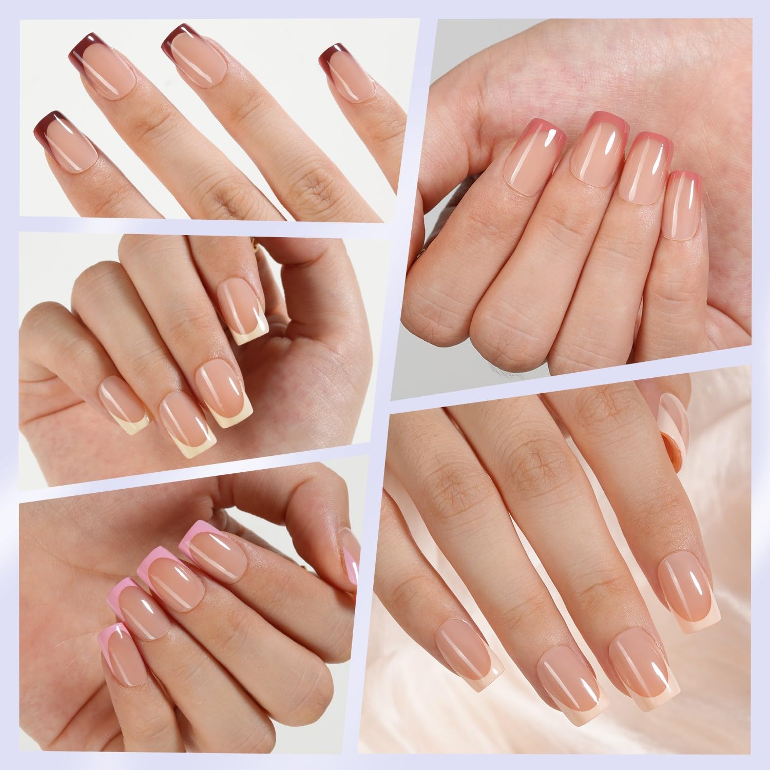 Misssix French Gel Nail Tips, 160Pcs French Tip Press on Nails Short Square, No Need to File Tips Pre-lasting, Fake Nails for Nail Art DIY 16 Sizes