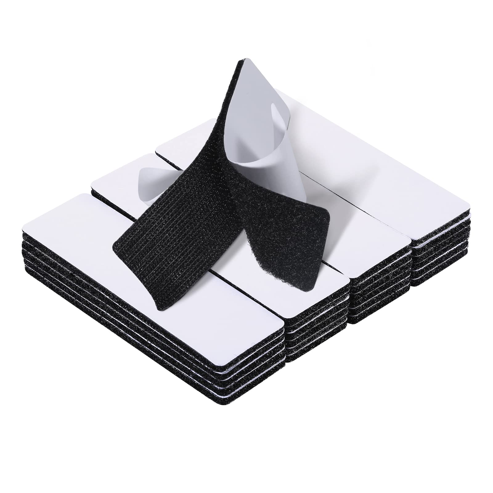 JUMINIZ 20 Sets 1x4 Zoll Klettbandstreifen mit Klebstoff, hochbelastbar, doppelseitiges Klebeband zum Aufhängen von Bildern, Wandmontageband für Zuhause und Büro, Schwarz