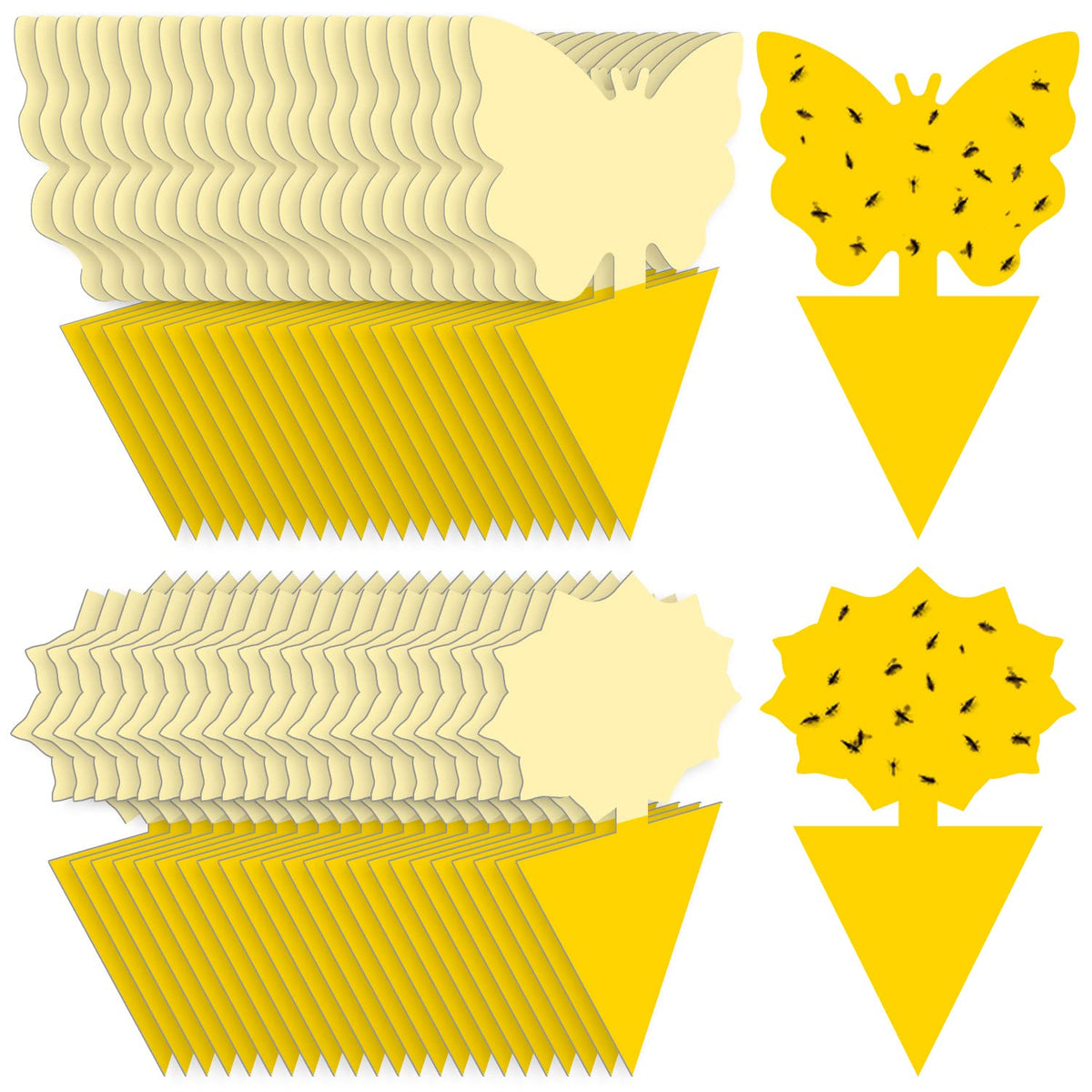 Landisun Fruit Fly Traps 48PCS Fungus Gnat-Traps for Indoor-Outdoor Yellow Fruit-Fly Sticky-Trap Plants Flying Bug Insects Traps