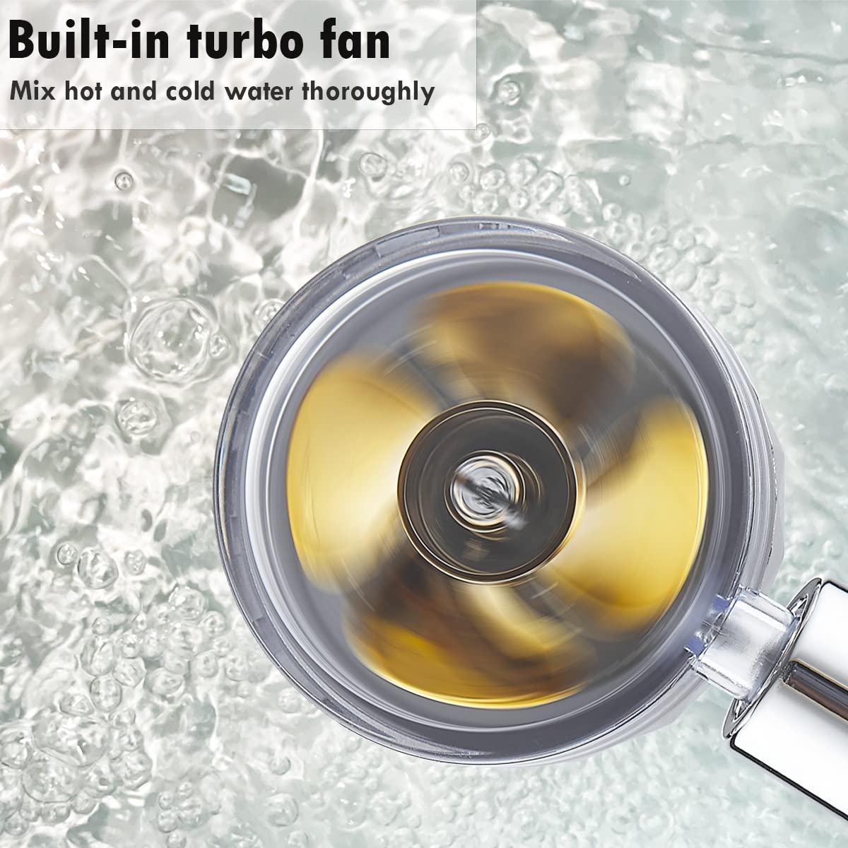 ANTOWER High Pressure Handheld Showerhead with filters Vortex hydro jet Turbo Propeller 360 Degrees Rotating Easy Install(I-Blue)